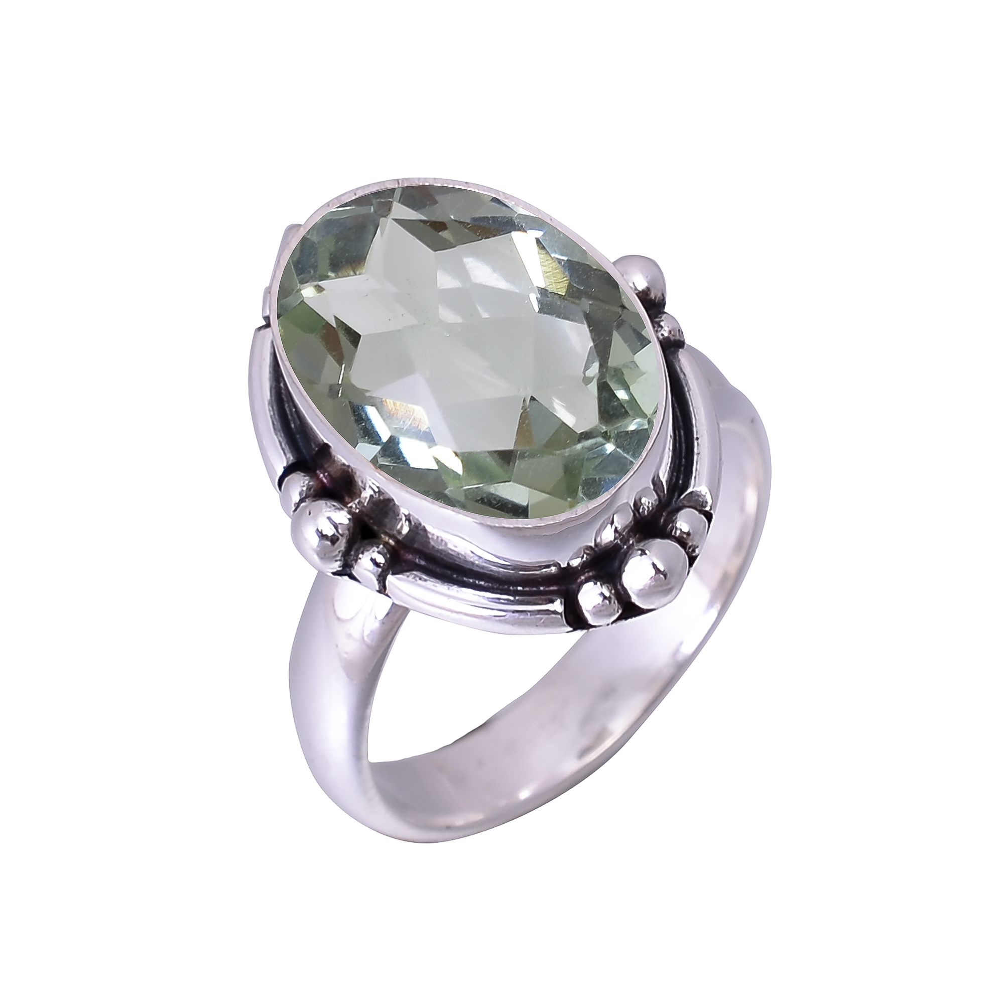 Green Amethyst - Simulated 925 Sterling Silver Ring