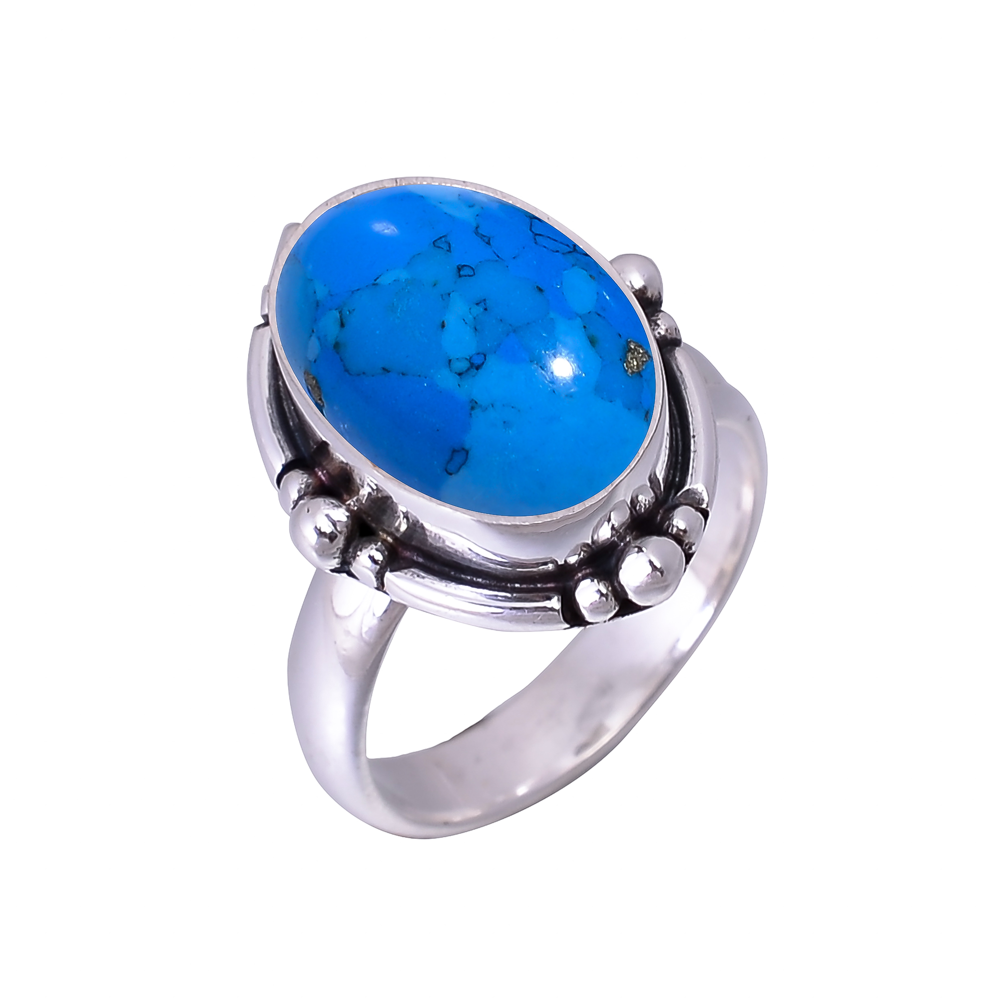 Blue Turquoise - Simulated 925 Sterling Silver Ring