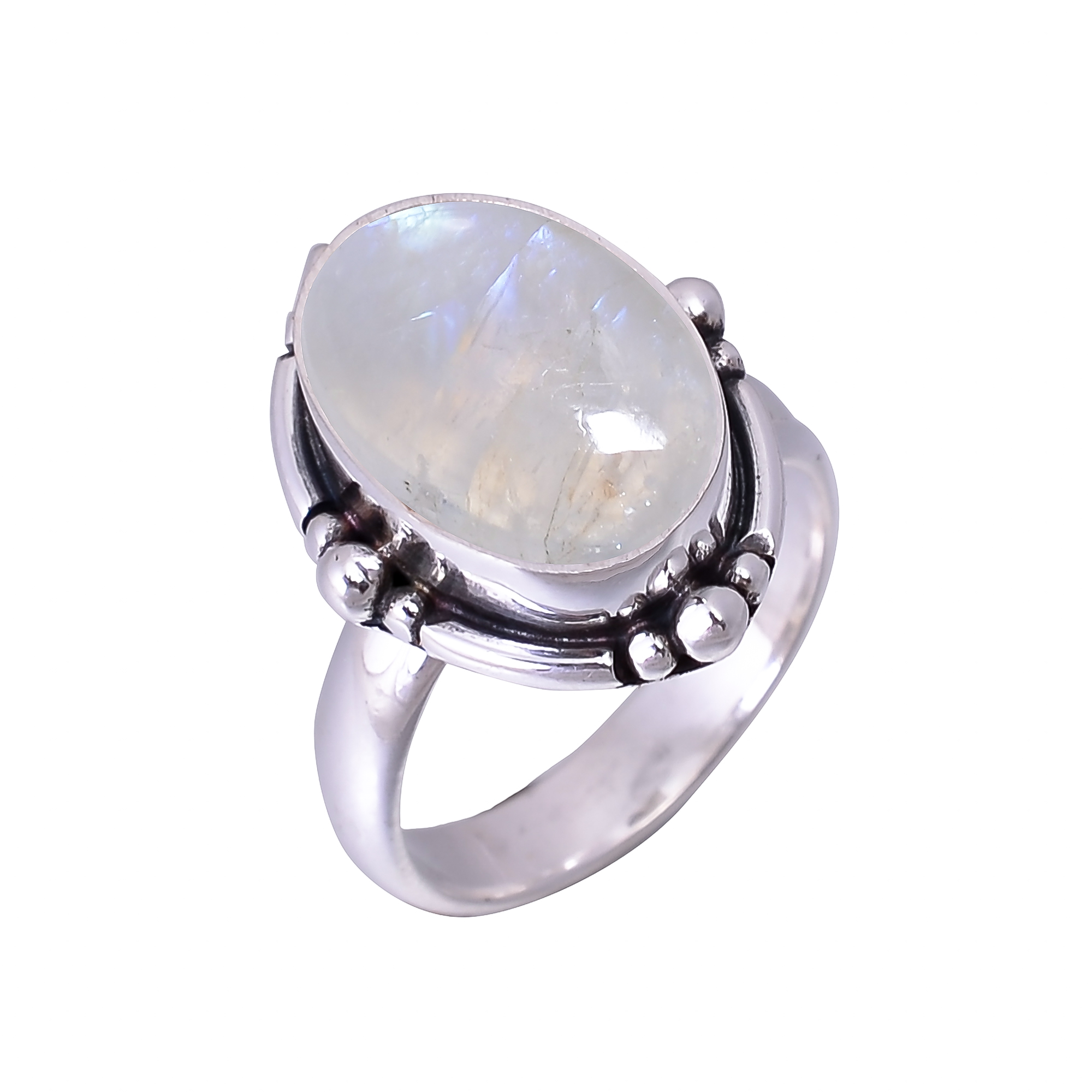 Rainbow Moonstone - India 925 Sterling Silver Ring