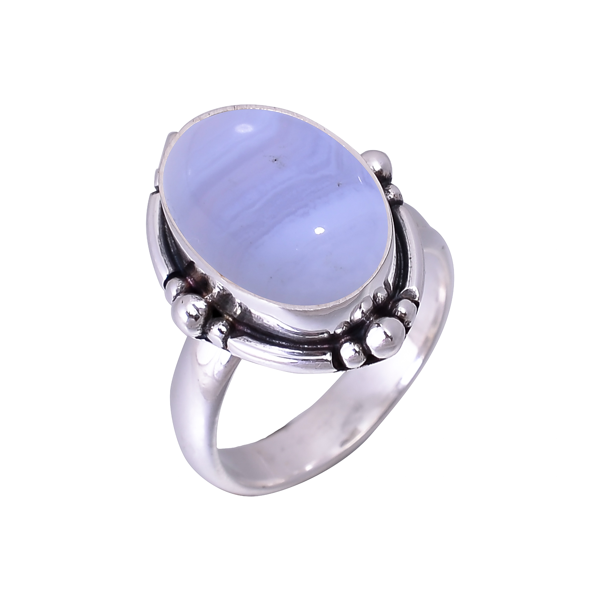 Blue Lace Agate - Namibia 925 Sterling Silver Ring