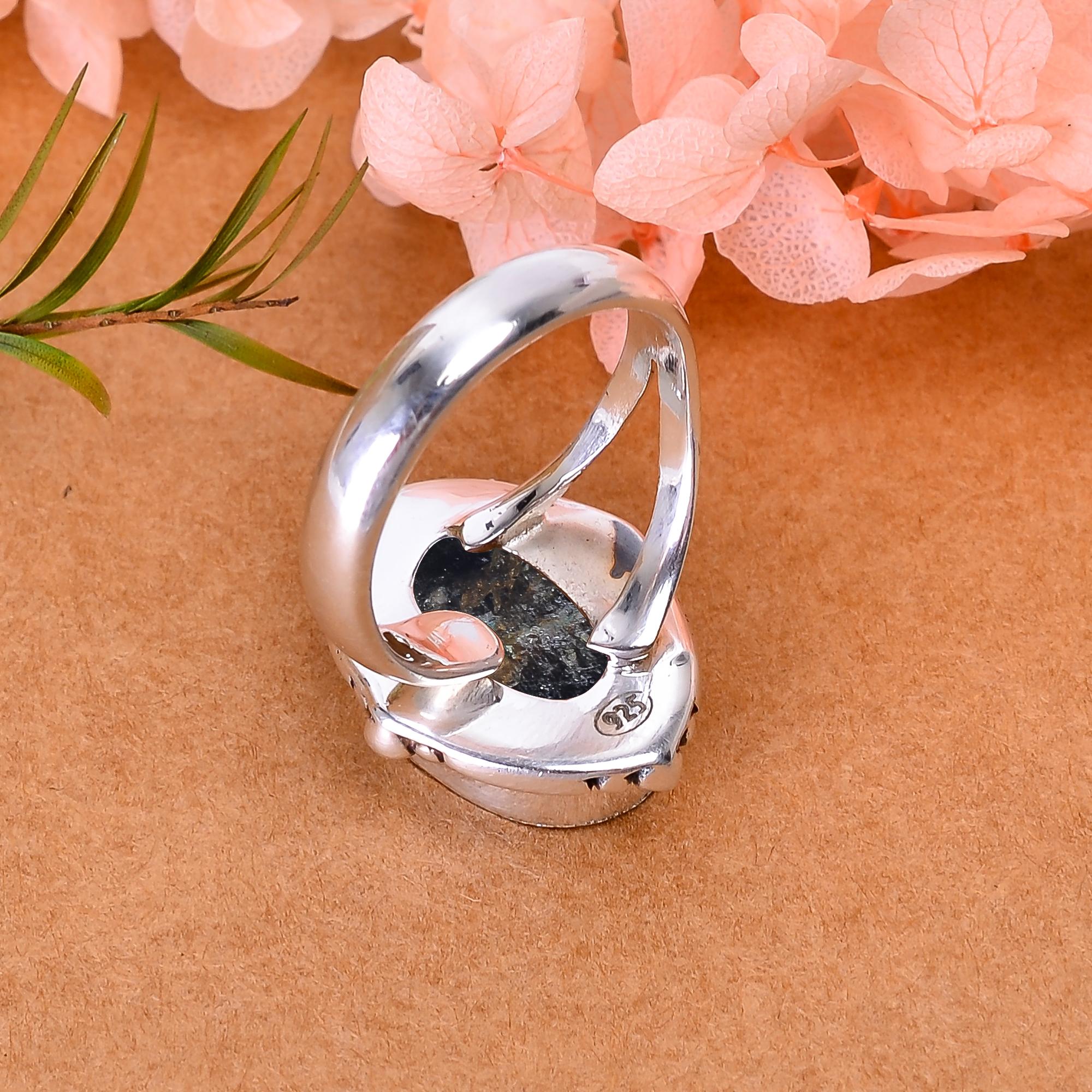 Copper Black Obsidian 925 Sterling Silver Ring