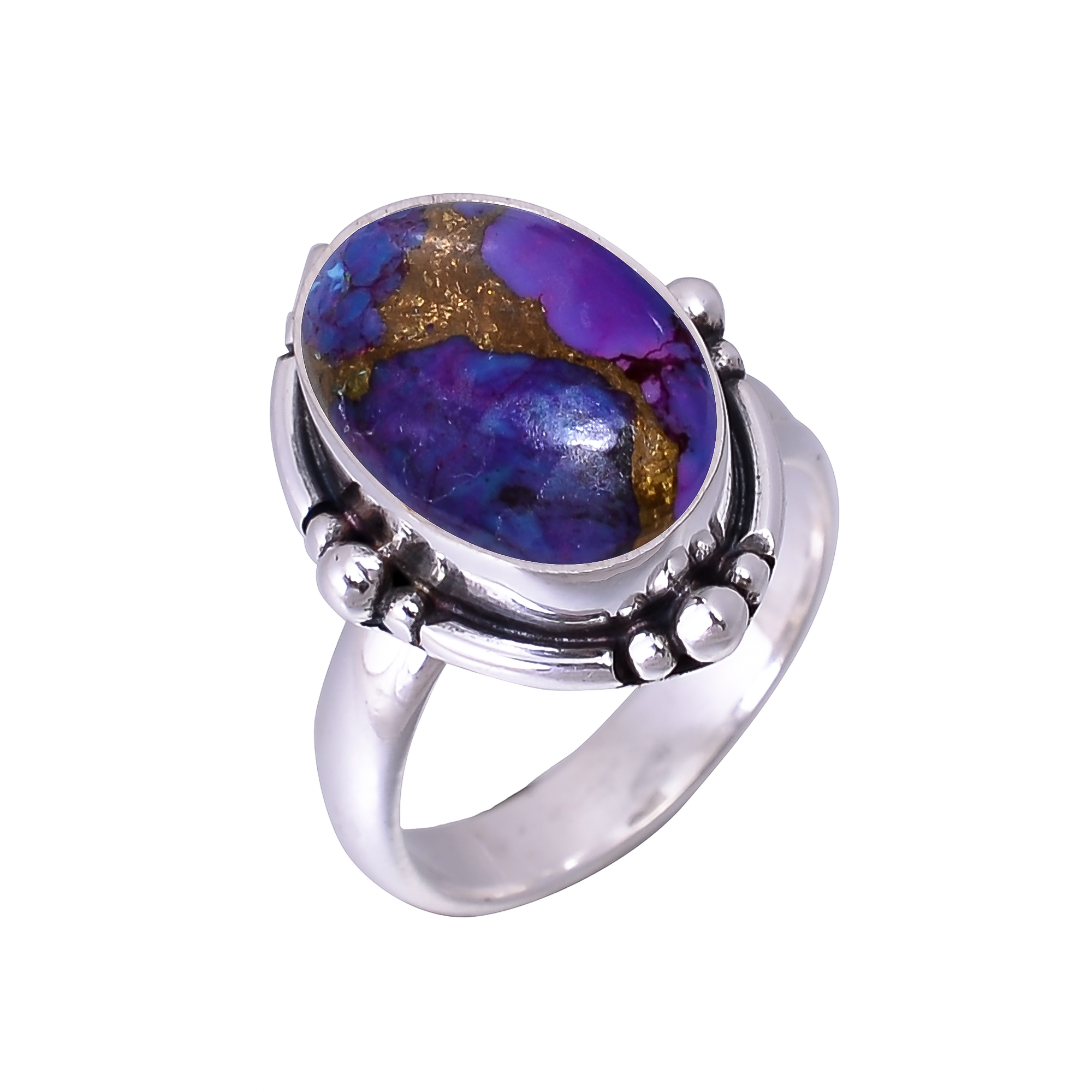 Copper Purple Turquoise 925 Sterling Silver Ring