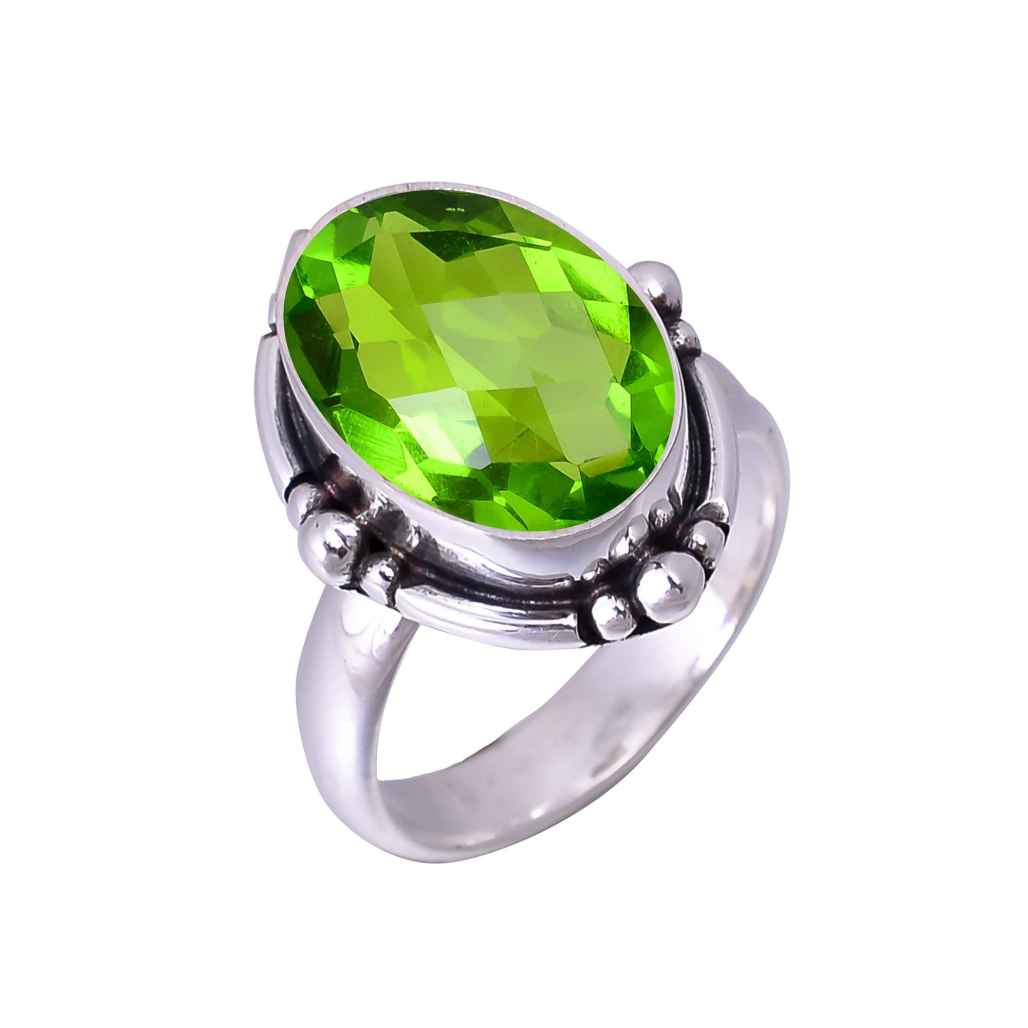 Peridot - Simulated 925 Sterling Silver Ring