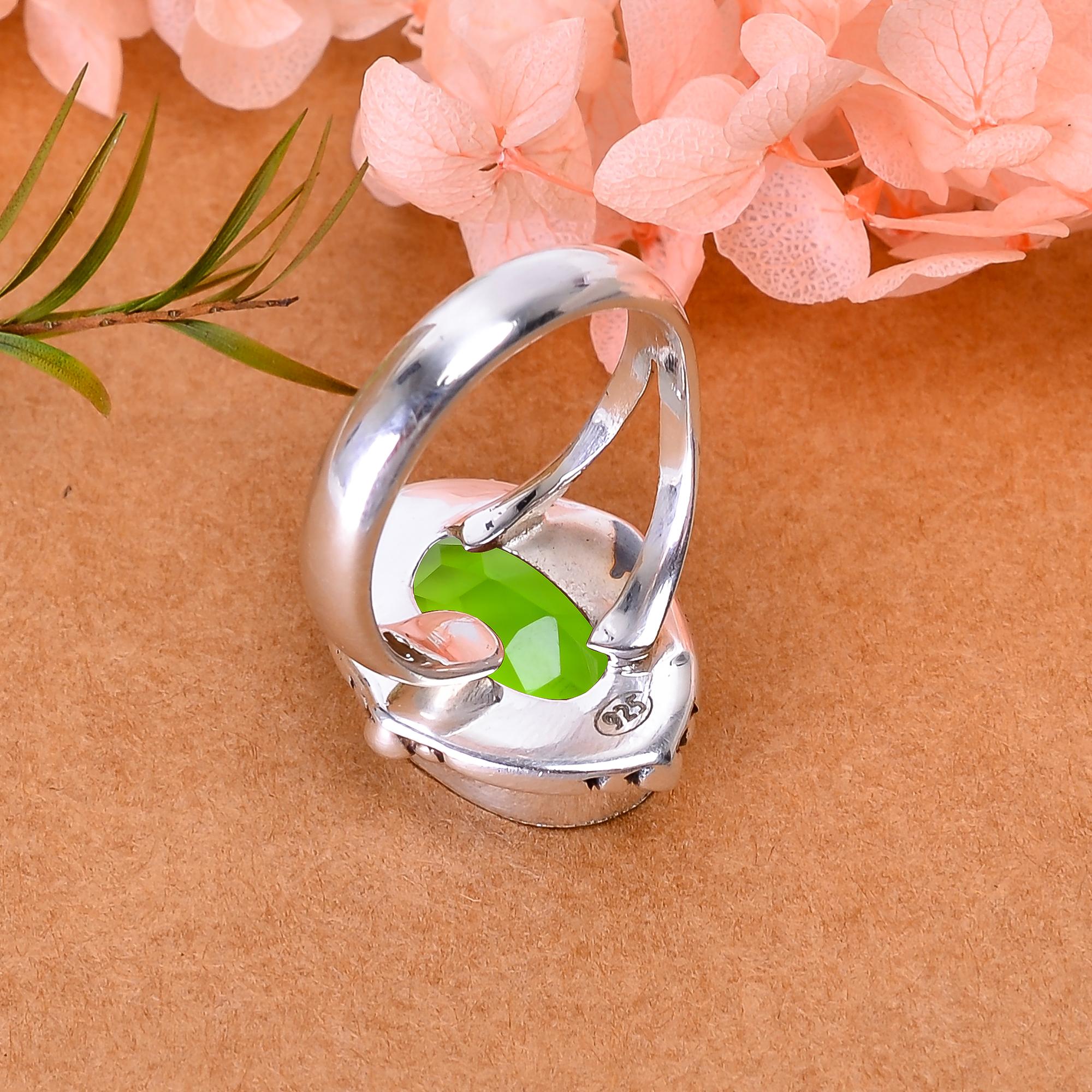 Peridot - Simulated 925 Sterling Silver Ring