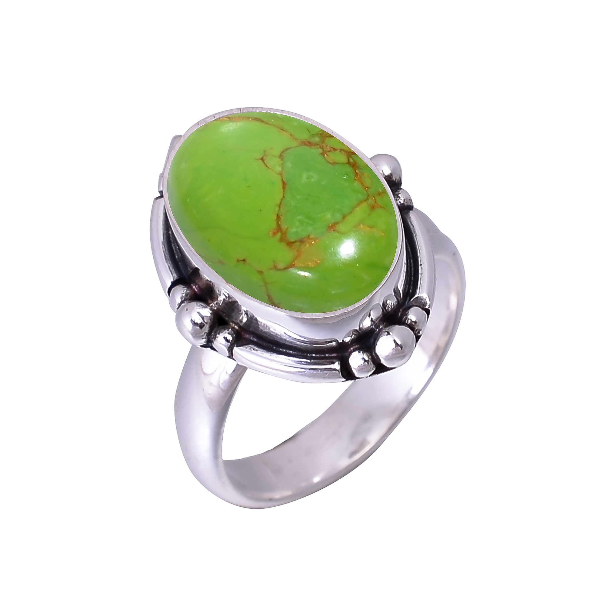 Copper Green Turquoise - Simulated 925 Sterling Silver Ring