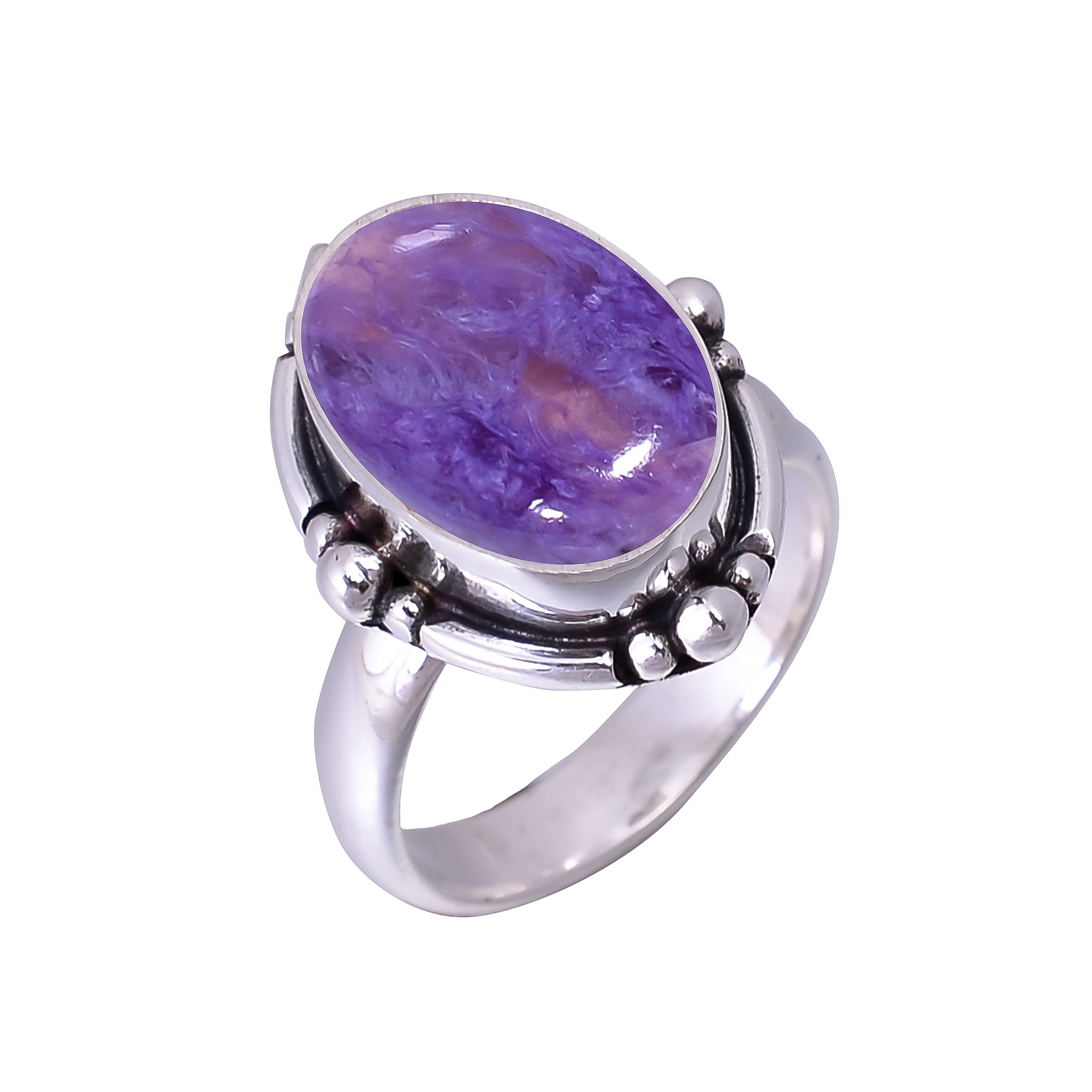 Purple Charoite - Siberia 925 Sterling Silver Ring