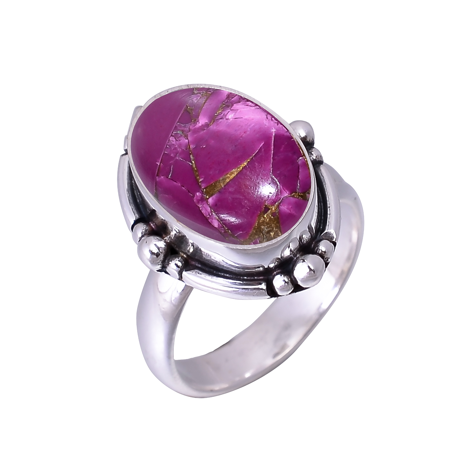 Copper Purple Turquoise 925 Sterling Silver Ring