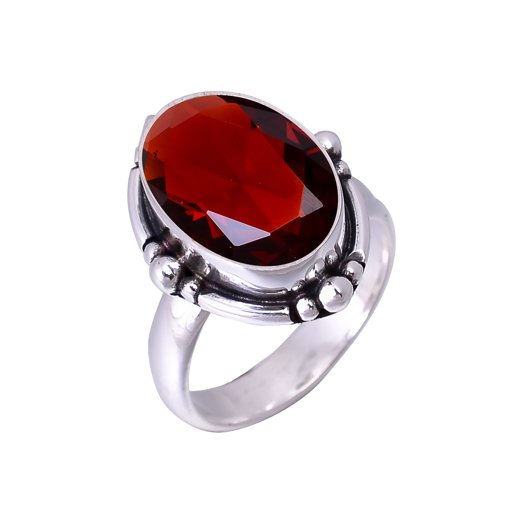 Red Garnet - Simulated 925 Sterling Silver Ring