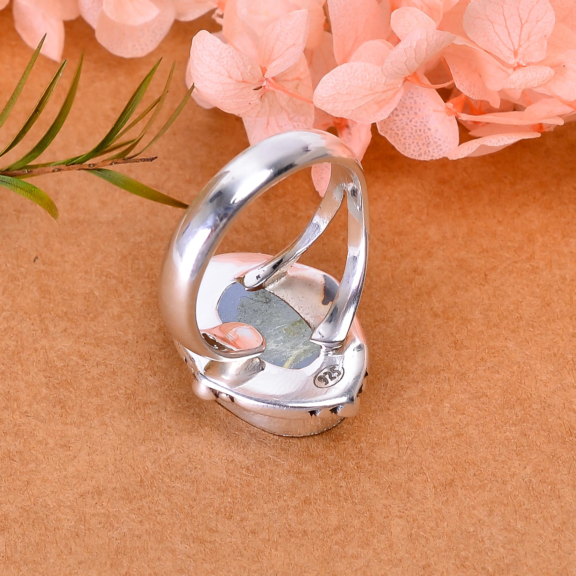Electric Blue Titanium Agate Drusy 925 Sterling Silver Ring