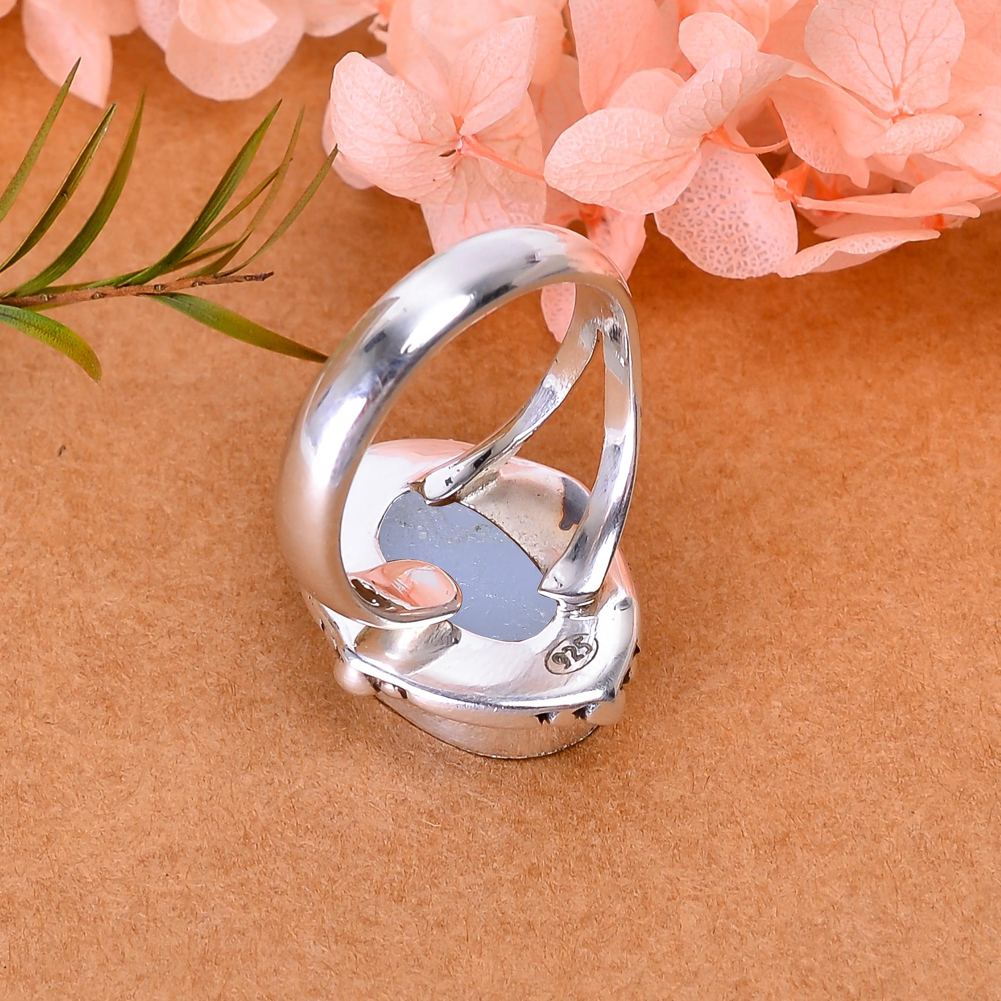 Peacock Titanium Agate Drusy 925 Sterling Silver Ring