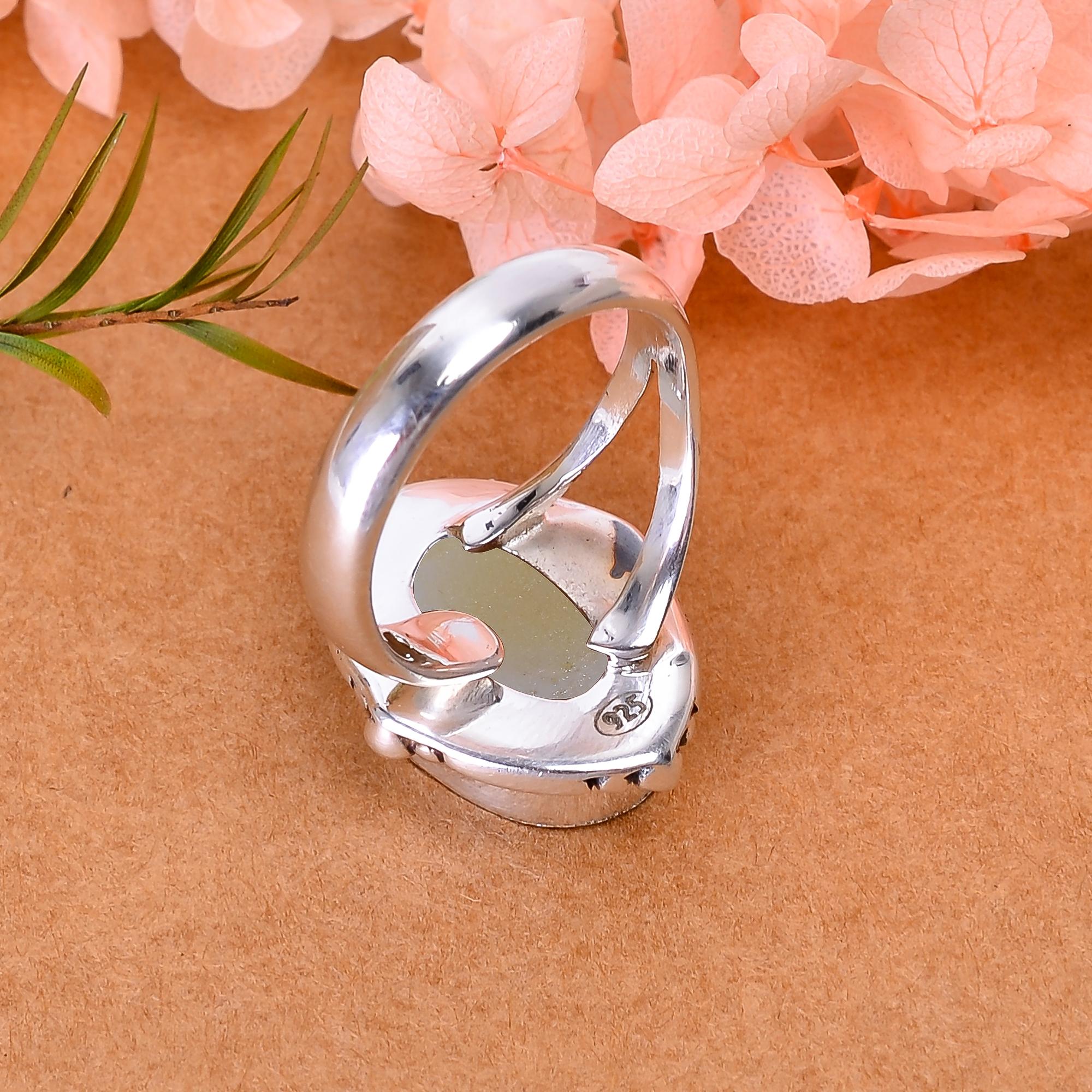 Snow White Titanium Agate Drusy 925 Sterling Silver Ring
