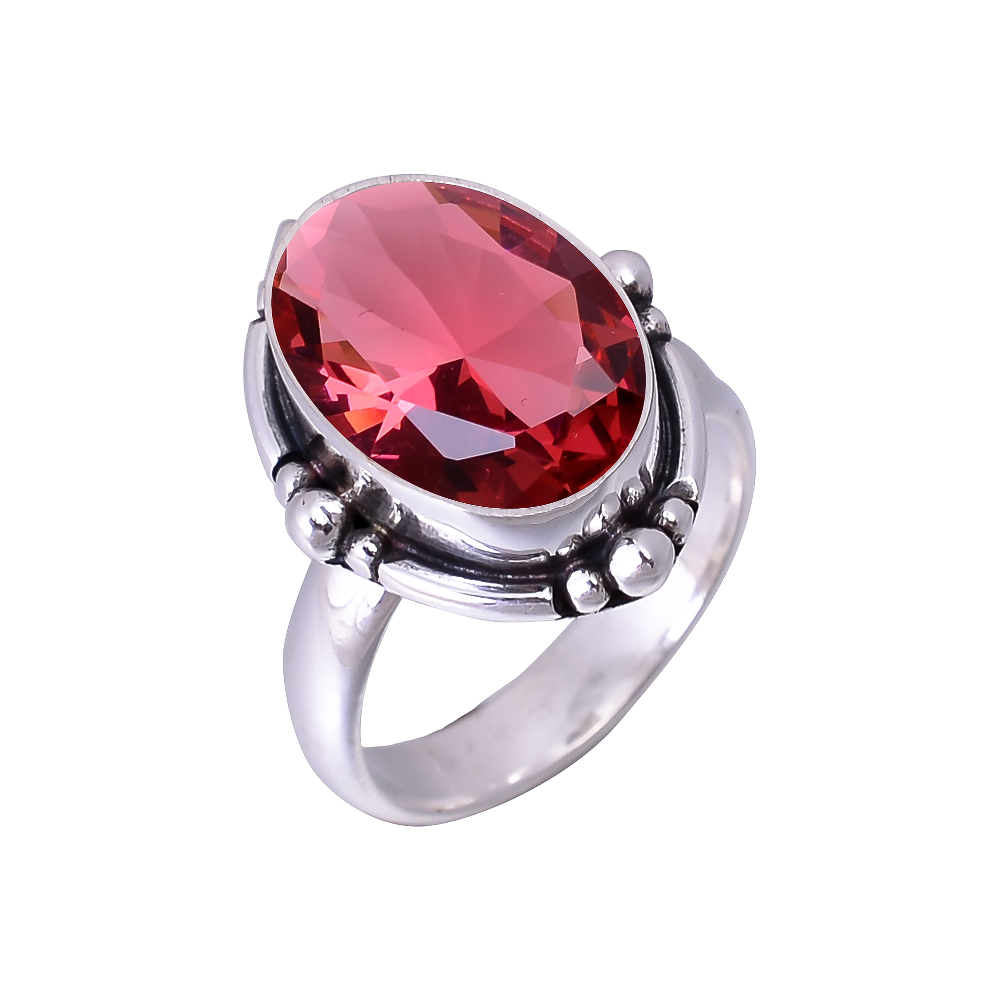 Pink Rubellite Tourmaline - Simulated 925 Sterling Silver Ring