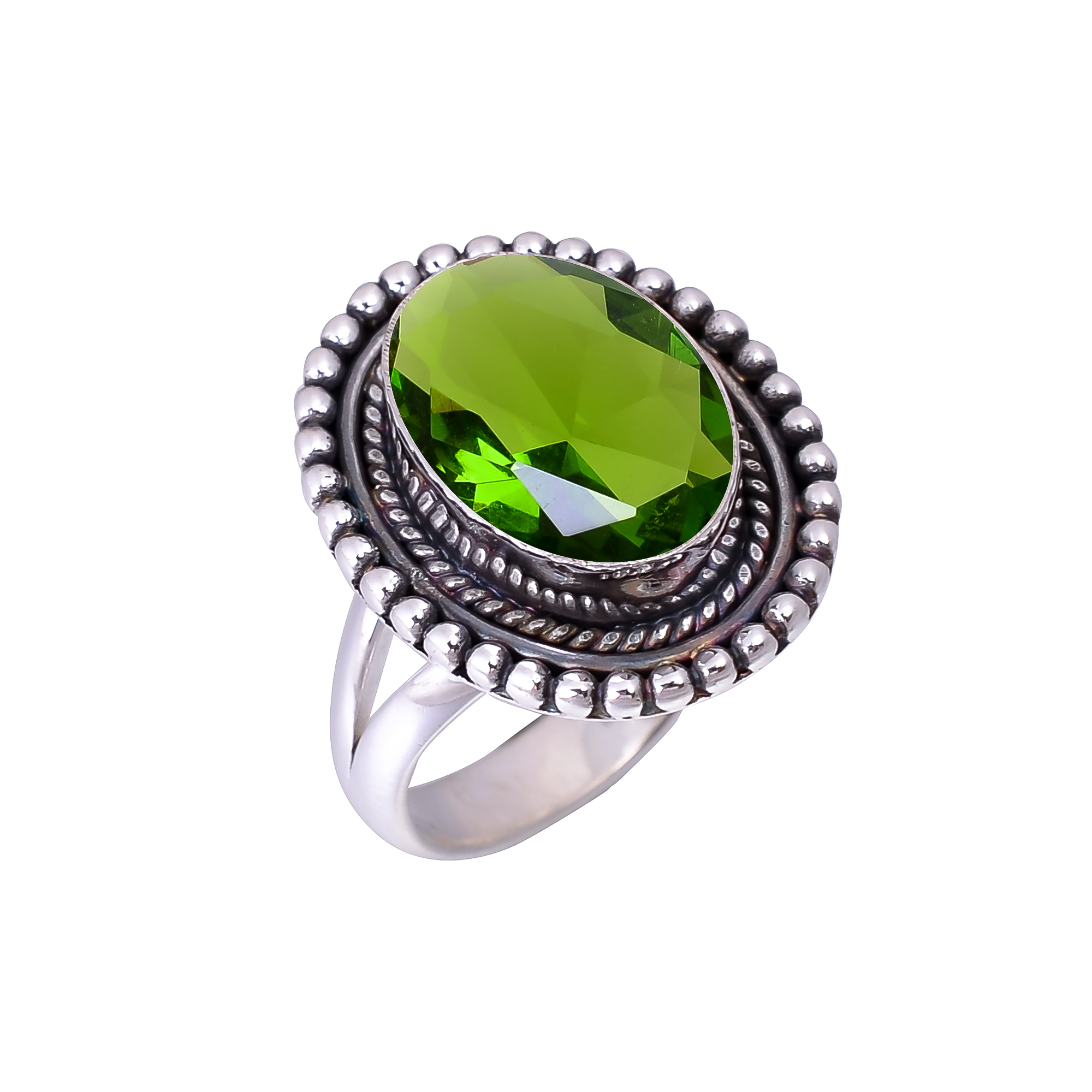 Green Tourmaline - Simulated 925 Sterling Silver Ring