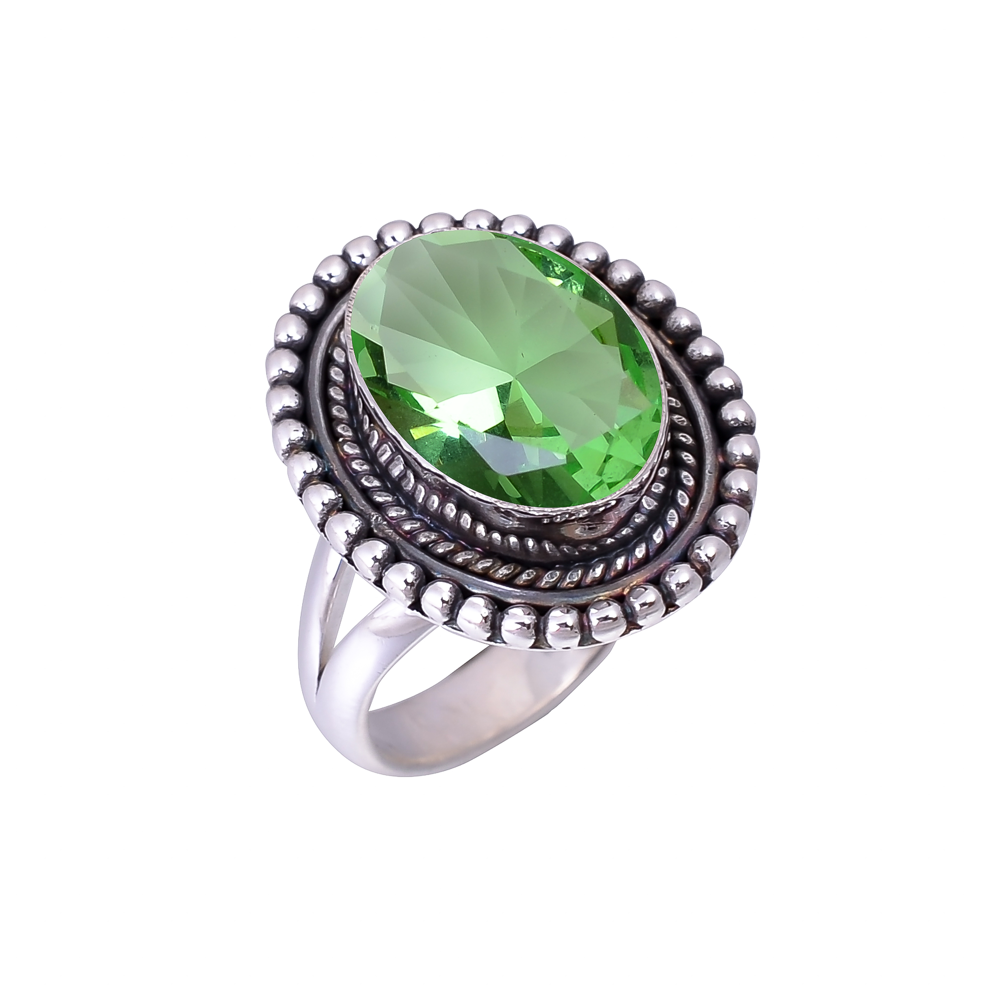 Green Amethyst - Simulated 925 Sterling Silver Ring