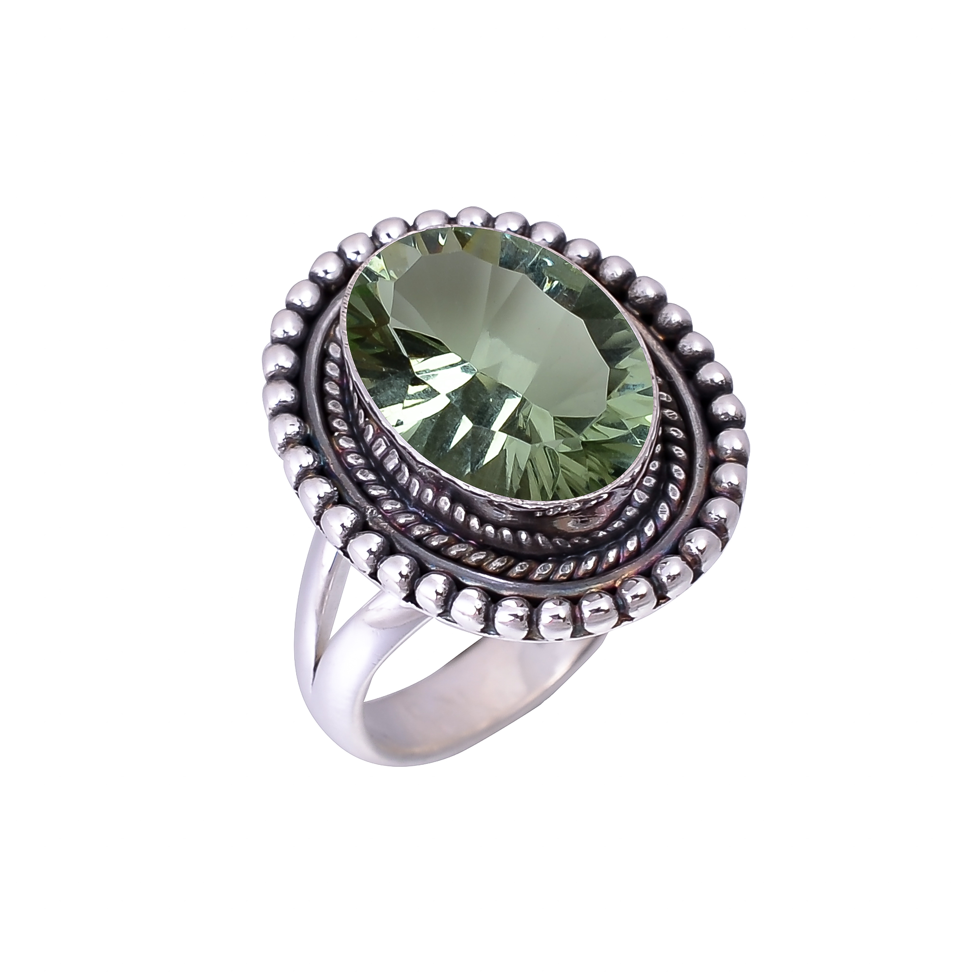 Green Amethyst - Simulated 925 Sterling Silver Ring