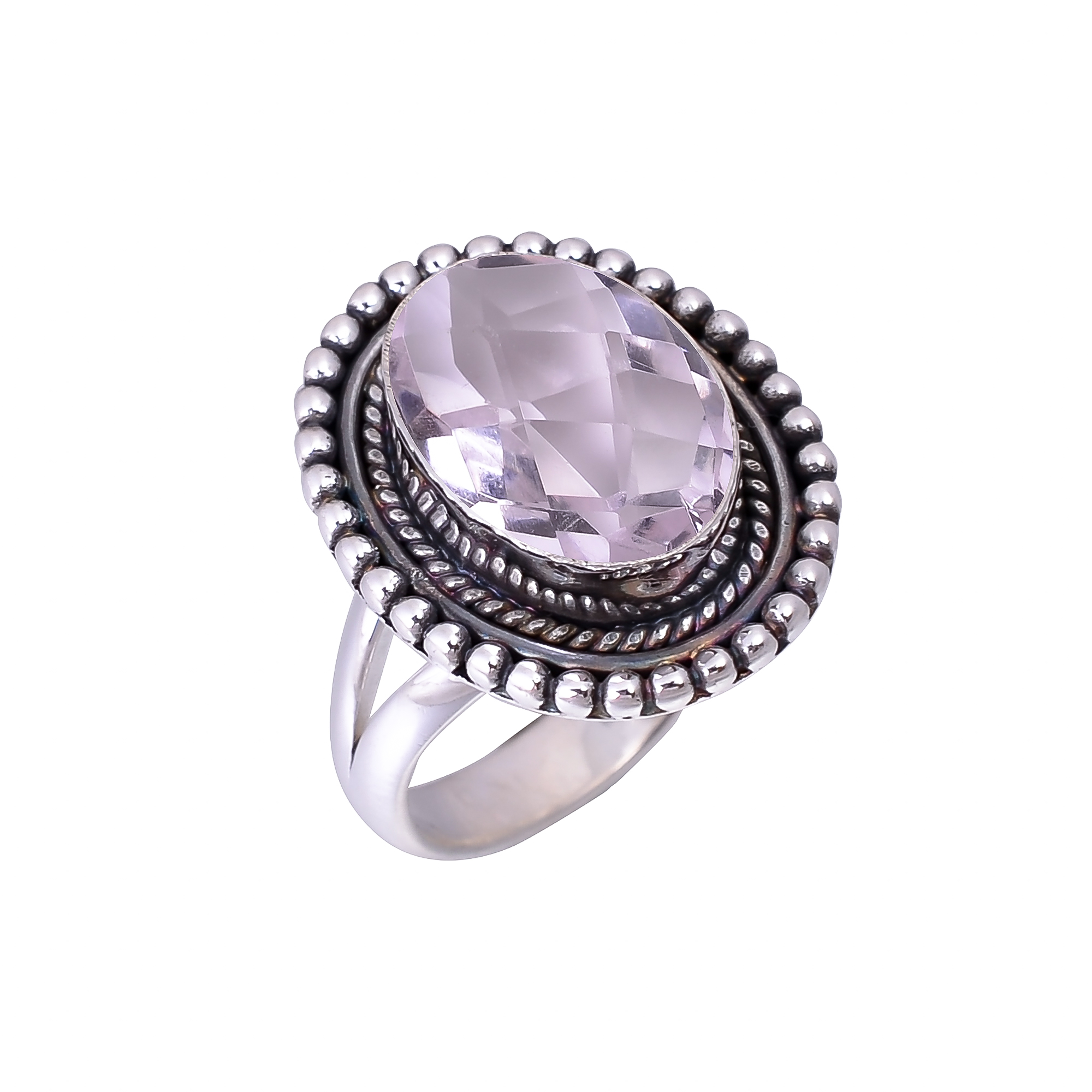 Pink Kunzite - Simulated 925 Sterling Silver Ring
