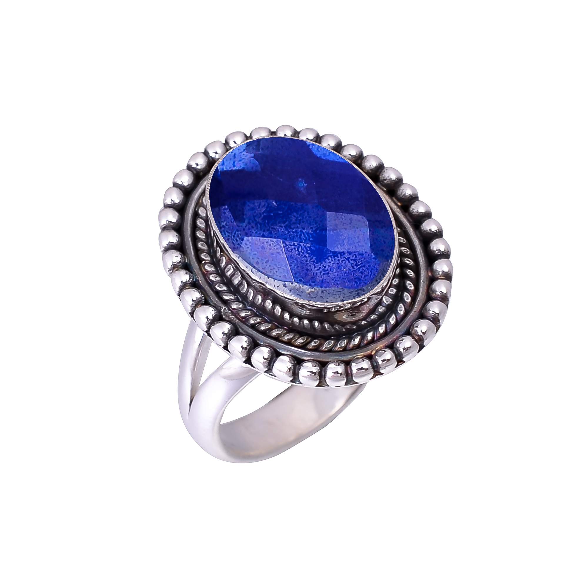 Blue Rainbow Mystic Fire Topaz - Simulated 925 Sterling Silver Ring
