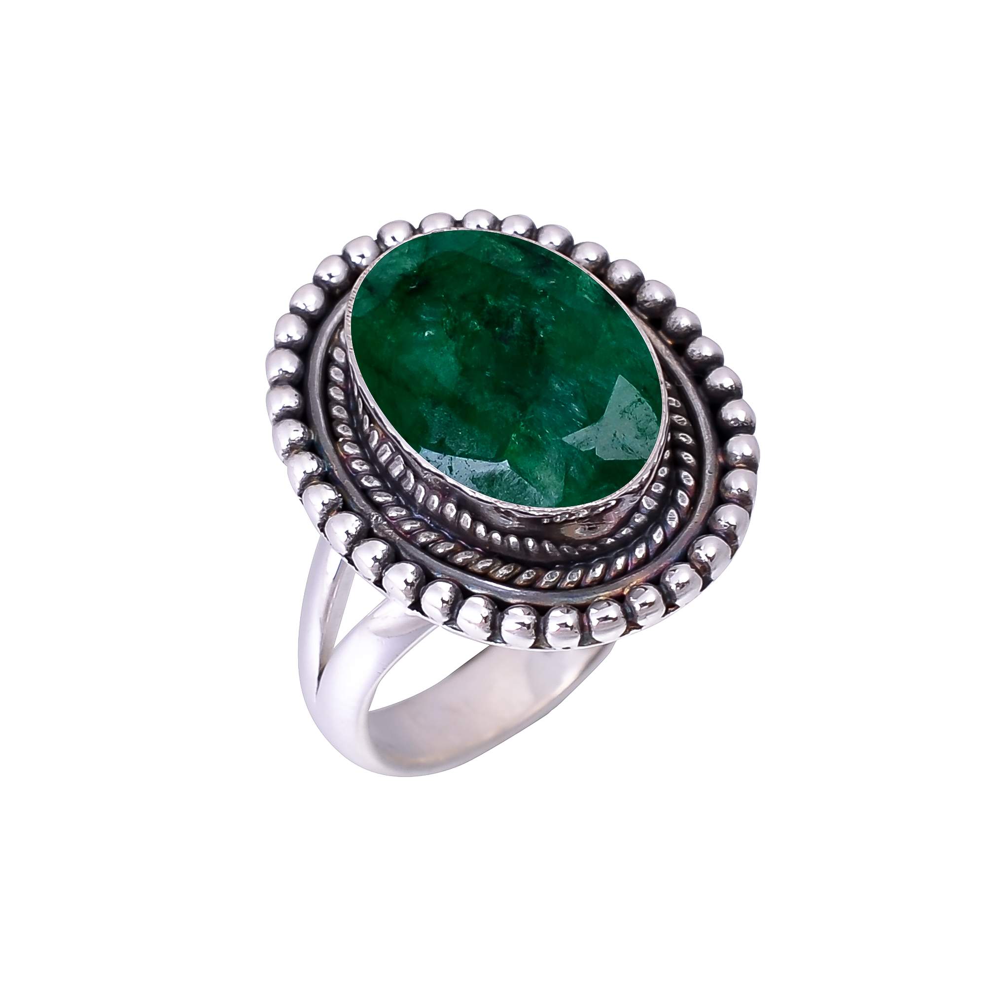 Emerlad - Dyed Quartz 925 Sterling Silver Ring