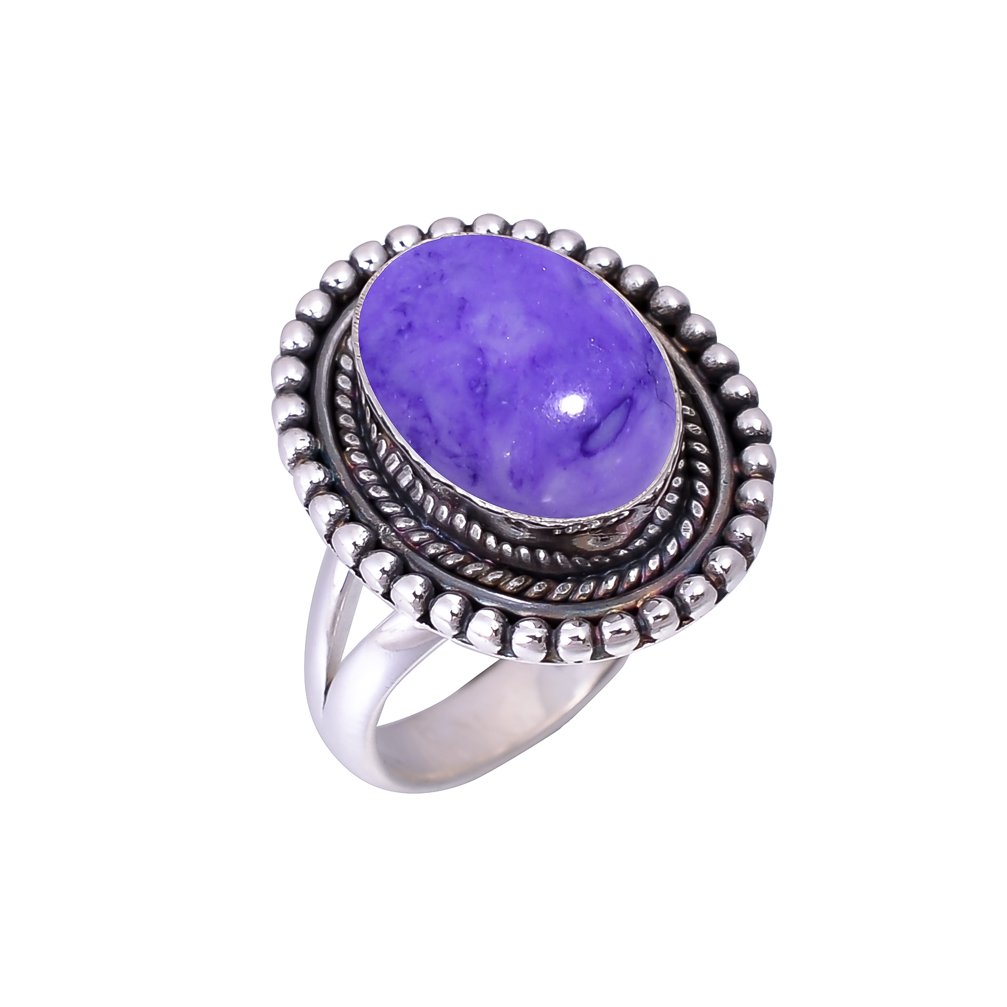 Purple Charoite - Simulated 925 Sterling Silver Ring