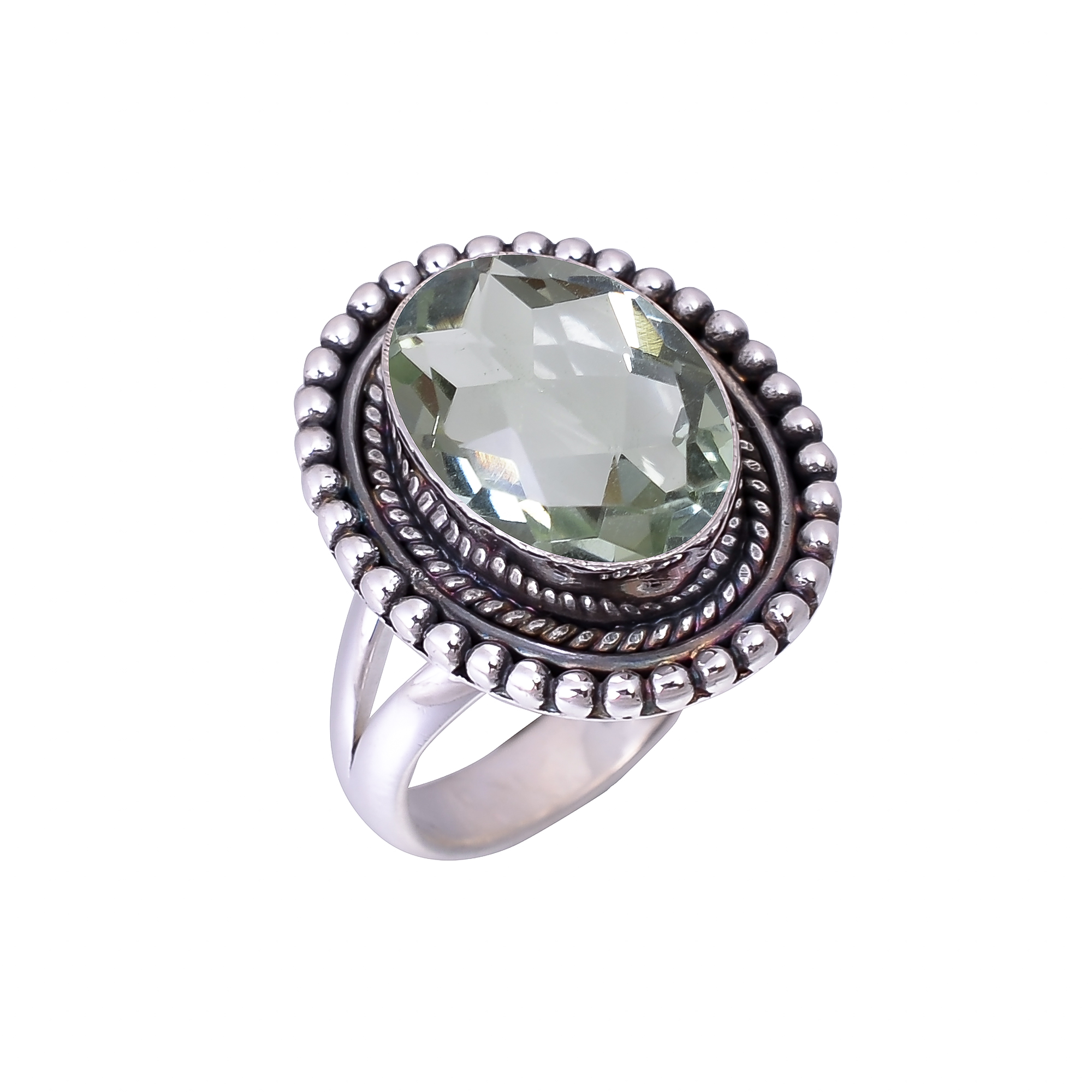 Green Amethyst - Simulated 925 Sterling Silver Ring