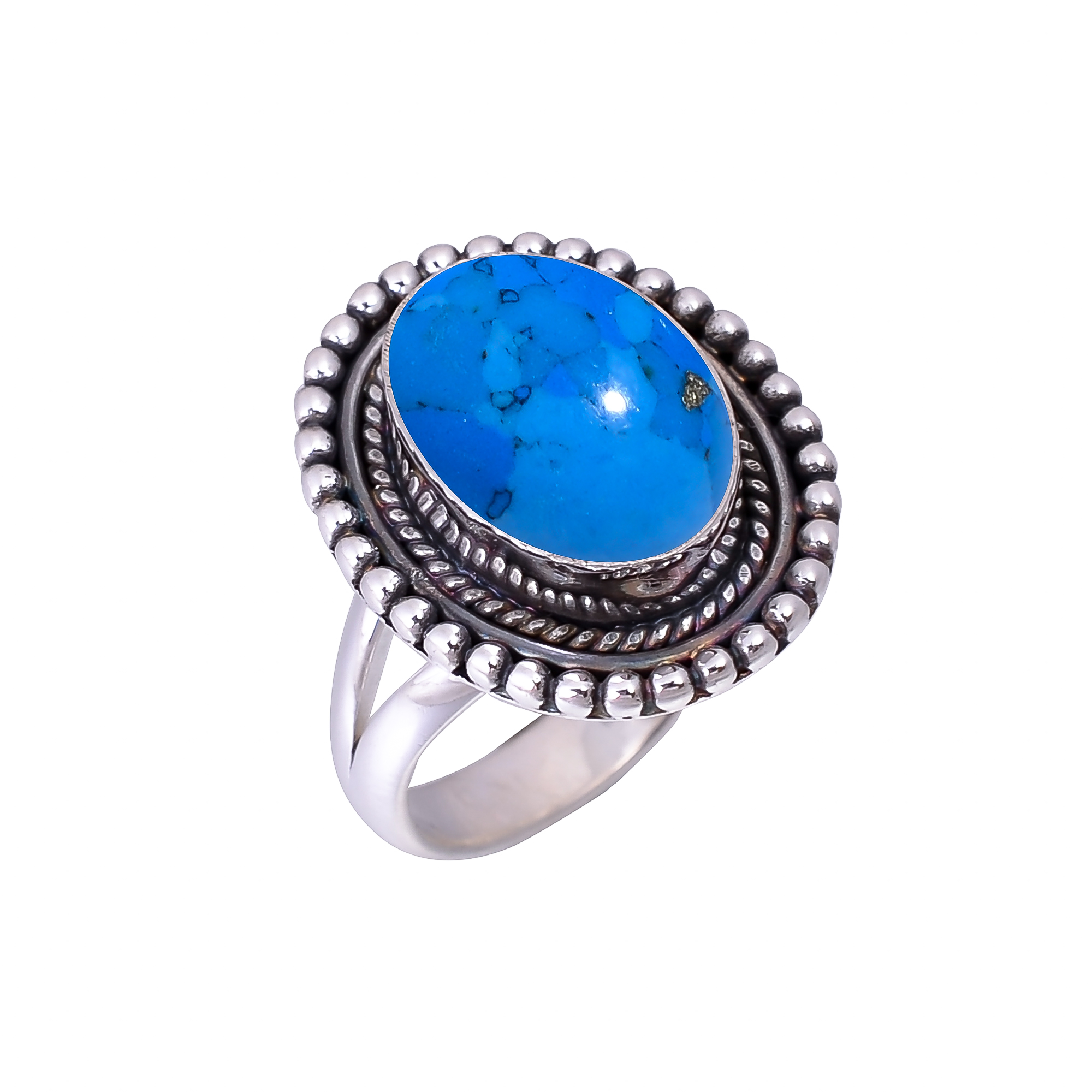 Blue Turquoise - Simulated 925 Sterling Silver Ring