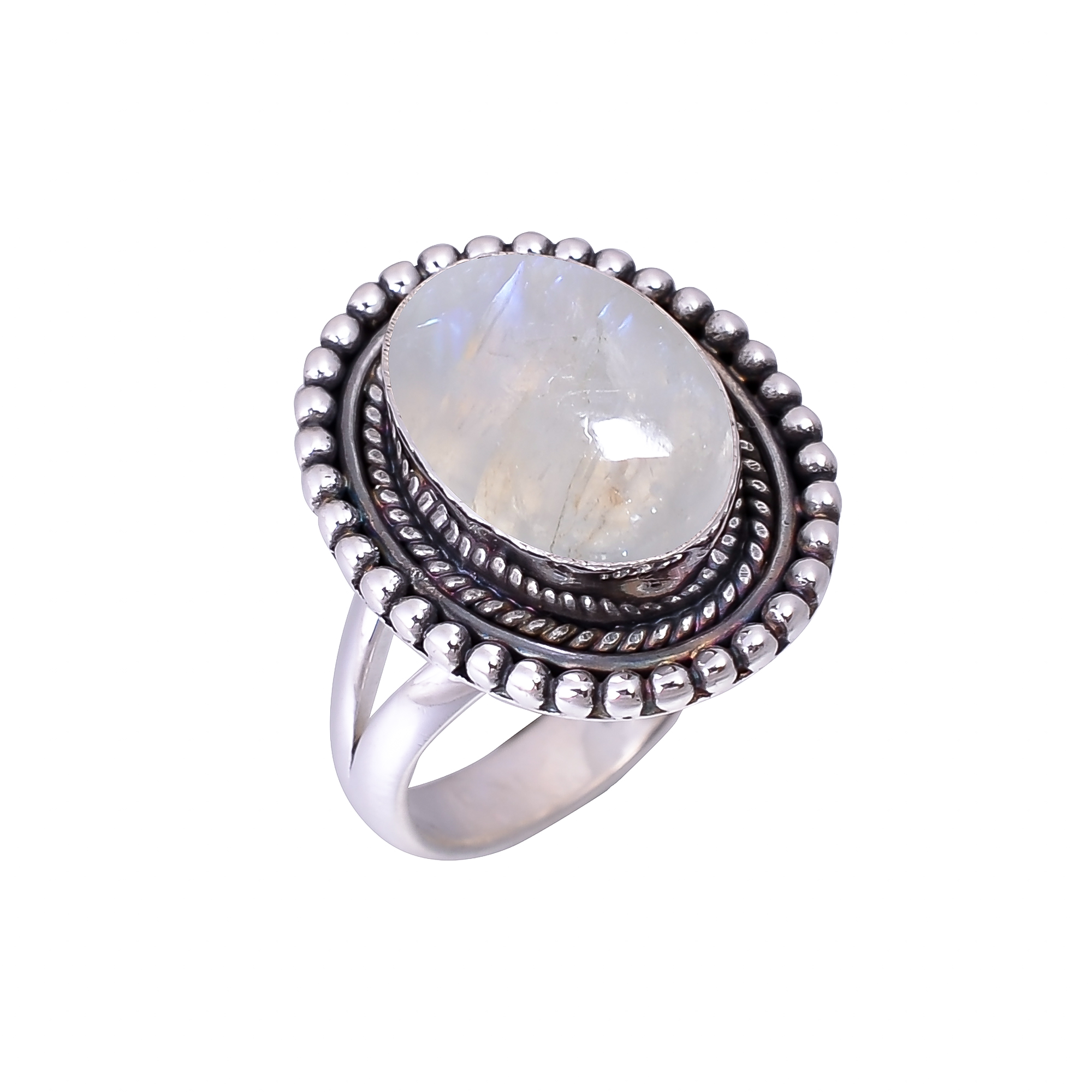 Rainbow Moonstone - India 925 Sterling Silver Ring