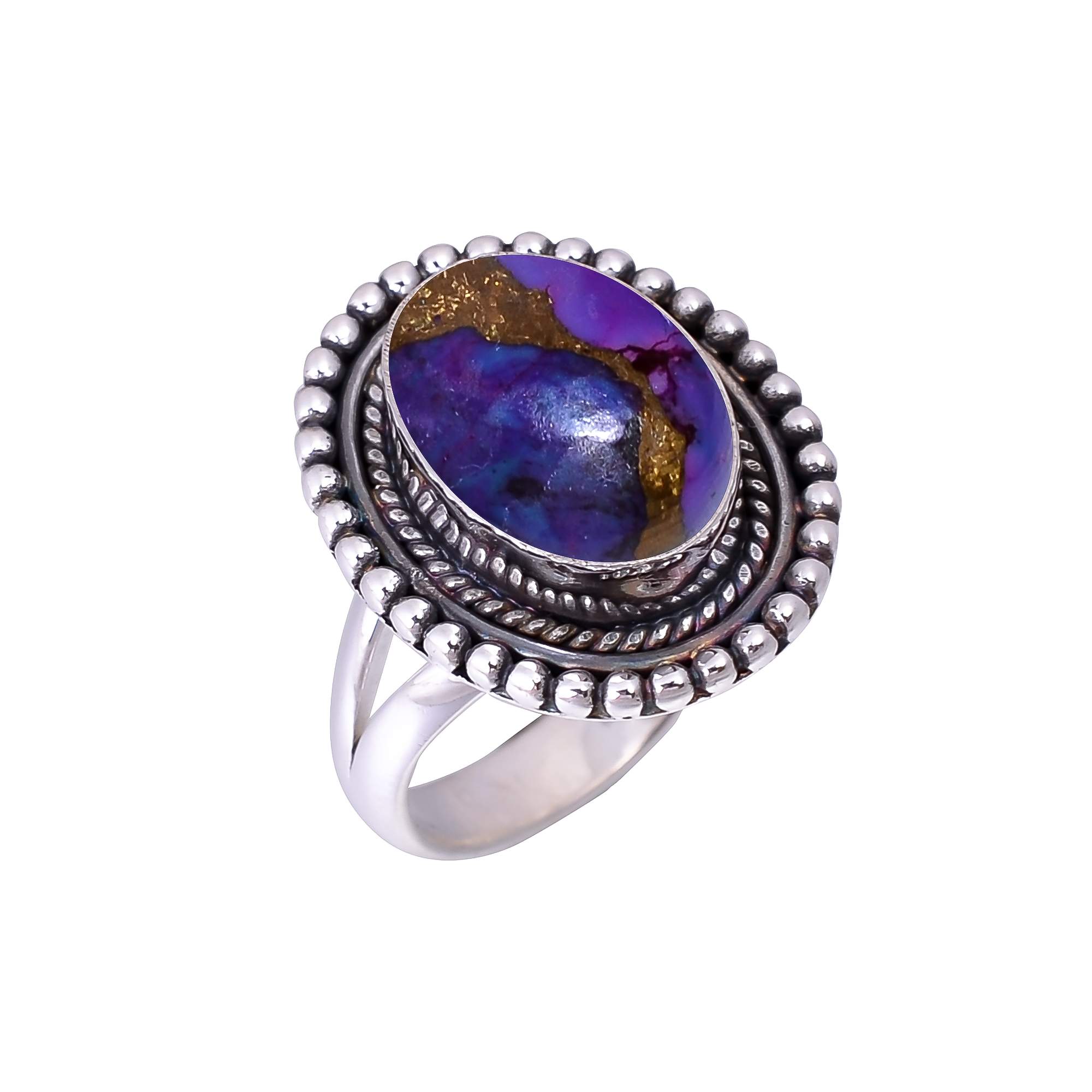 Copper Purple Turquoise 925 Sterling Silver Ring