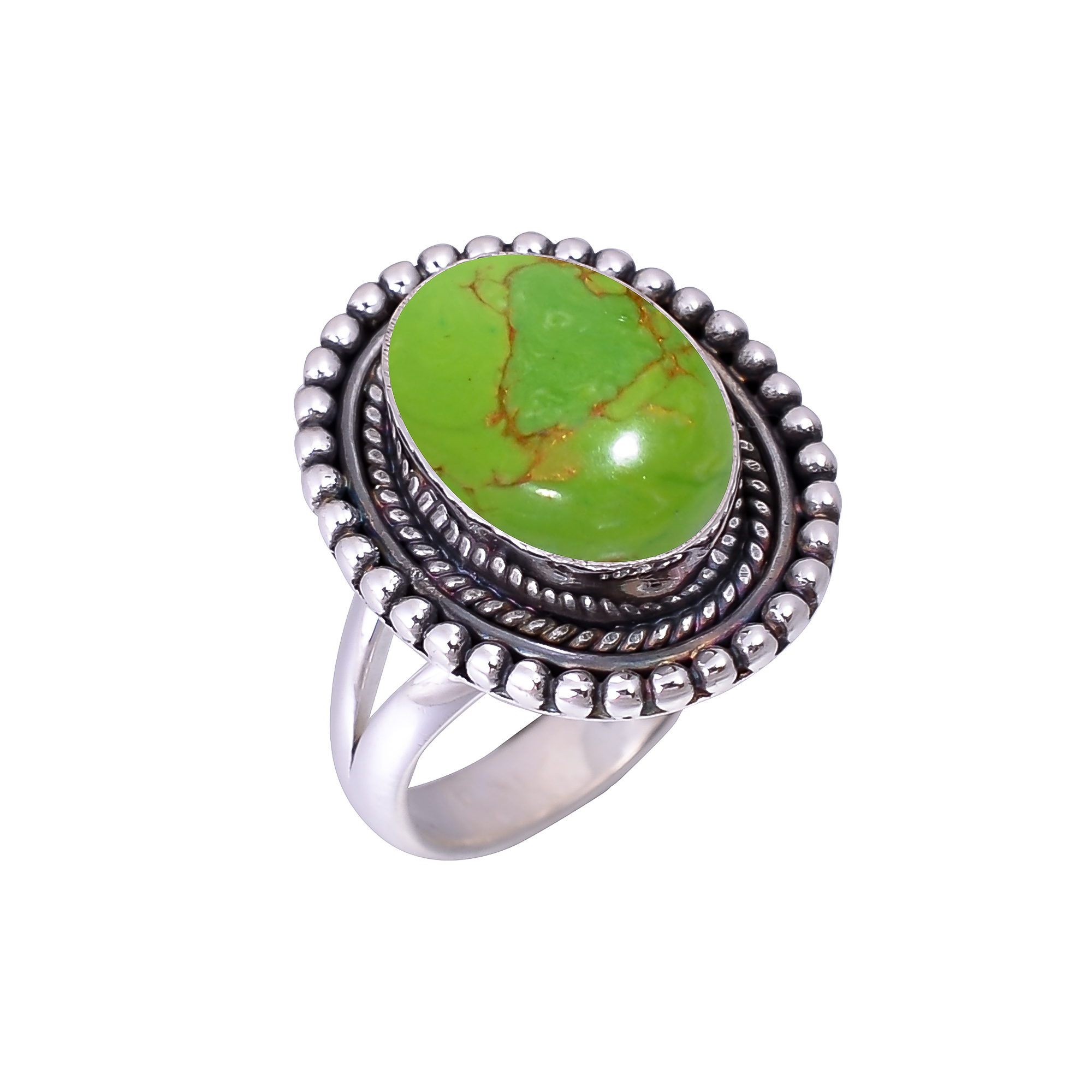 Copper Green Turquoise - Simulated 925 Sterling Silver Ring