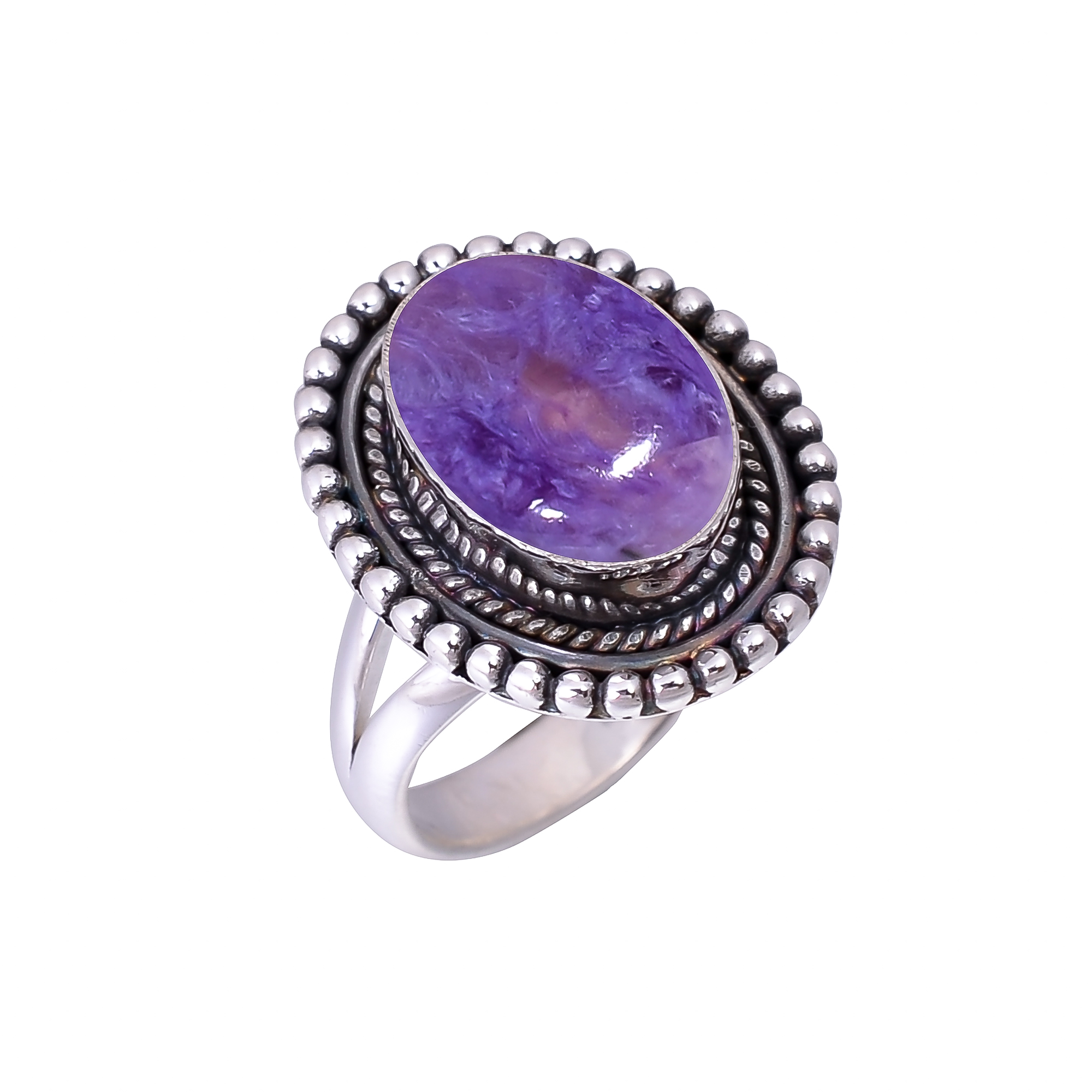 Purple Charoite - Siberia 925 Sterling Silver Ring