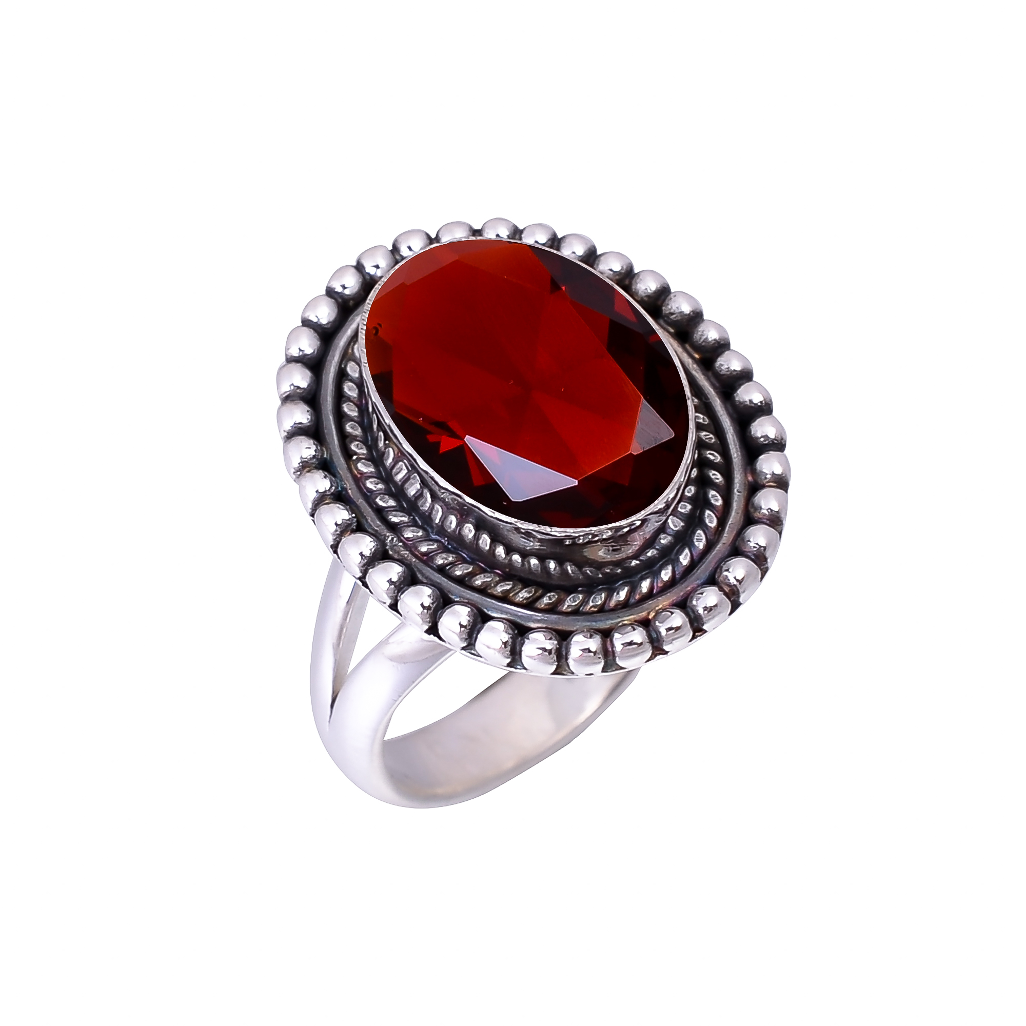 Red Garnet - Simulated 925 Sterling Silver Ring