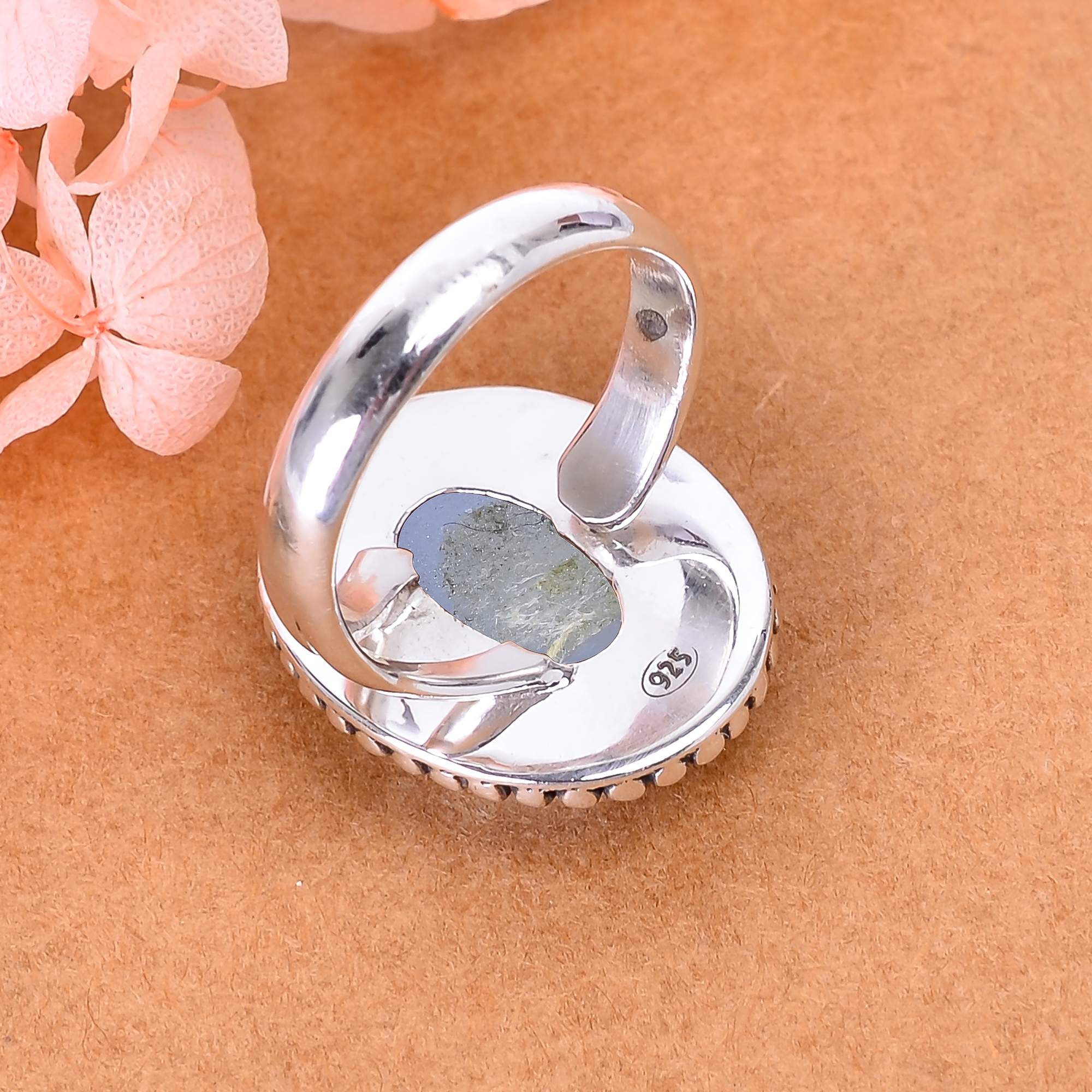Electric Blue Titanium Agate Drusy 925 Sterling Silver Ring