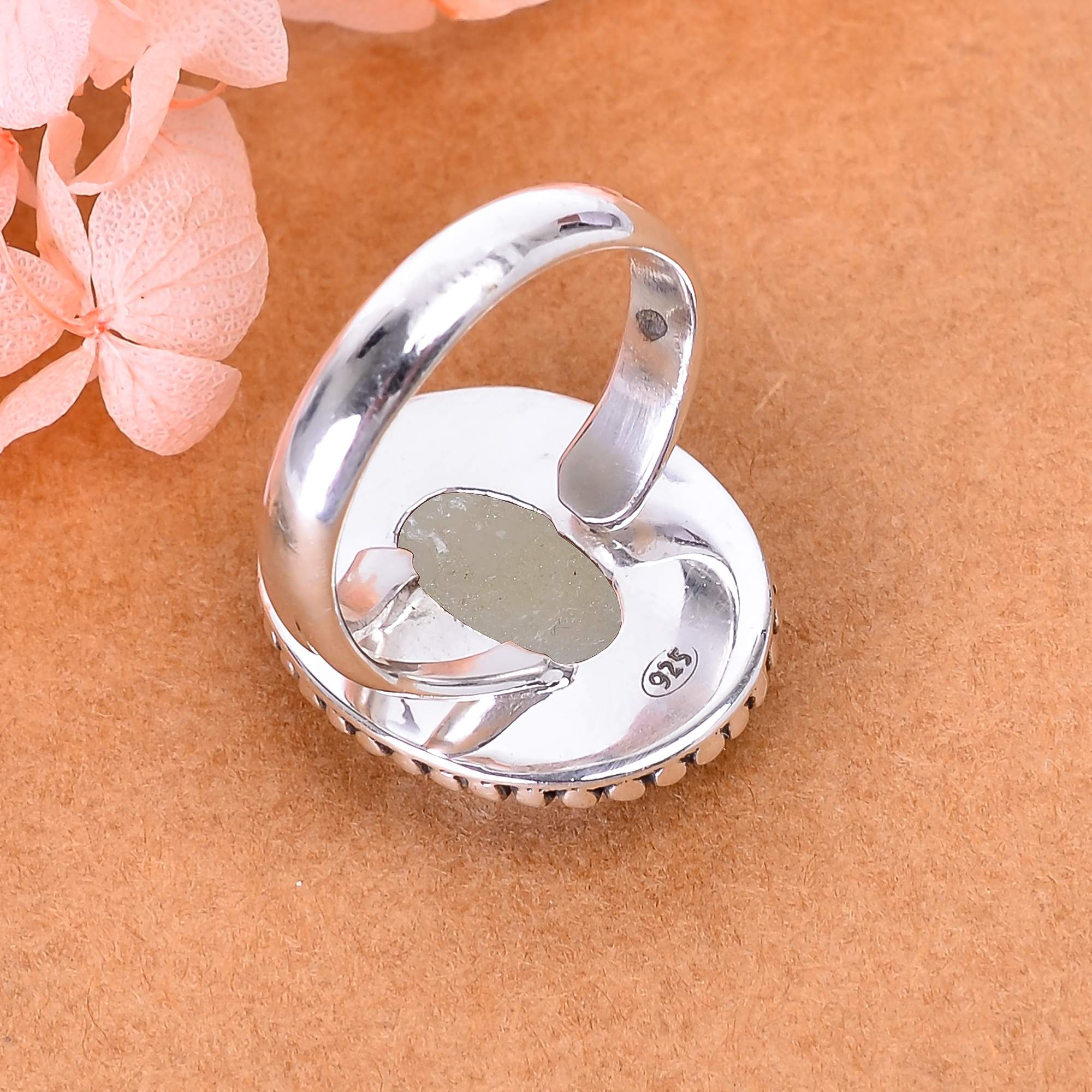 Silver Titanium Agate Drusy 925 Sterling Silver Ring