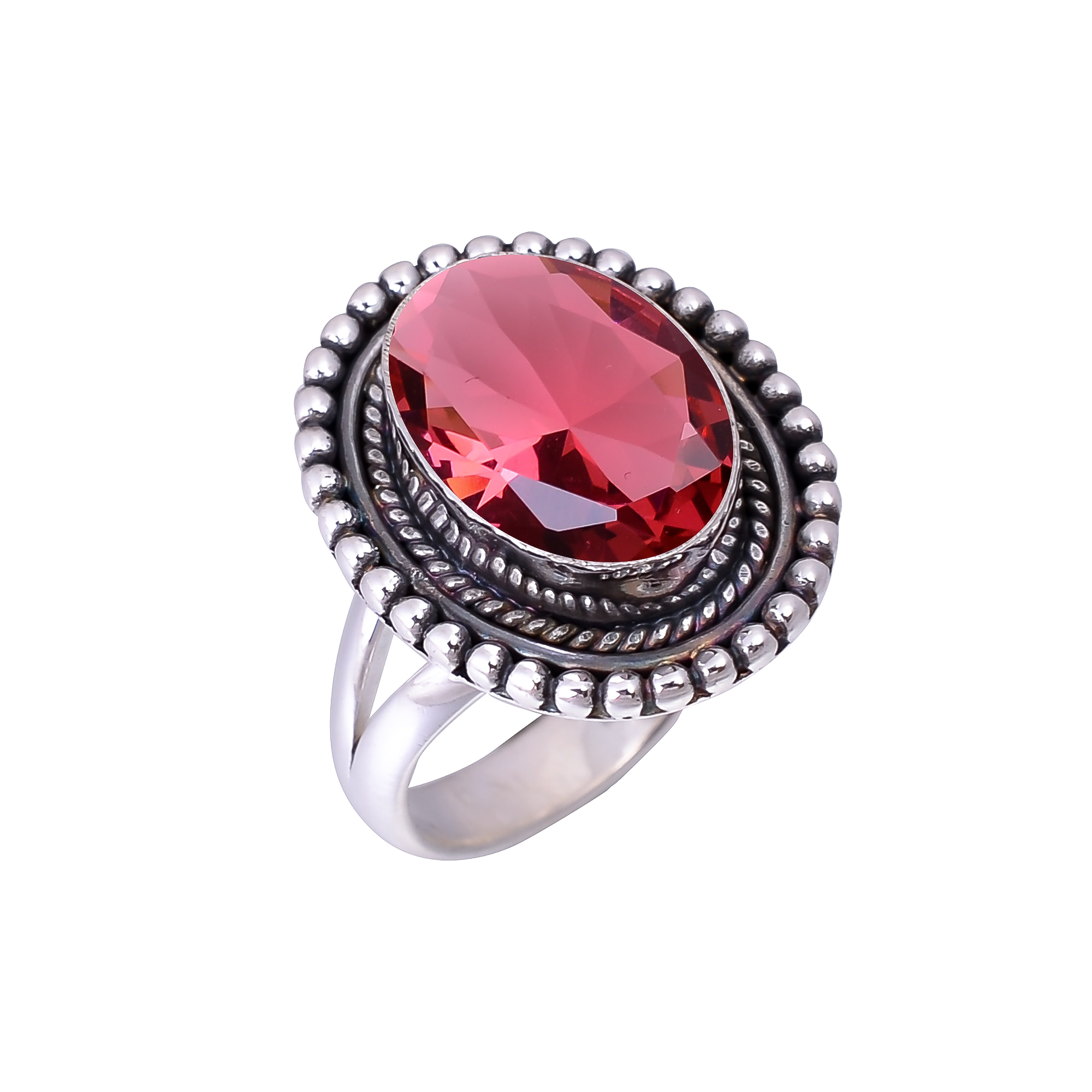 Pink Rubellite Tourmaline - Simulated 925 Sterling Silver Ring