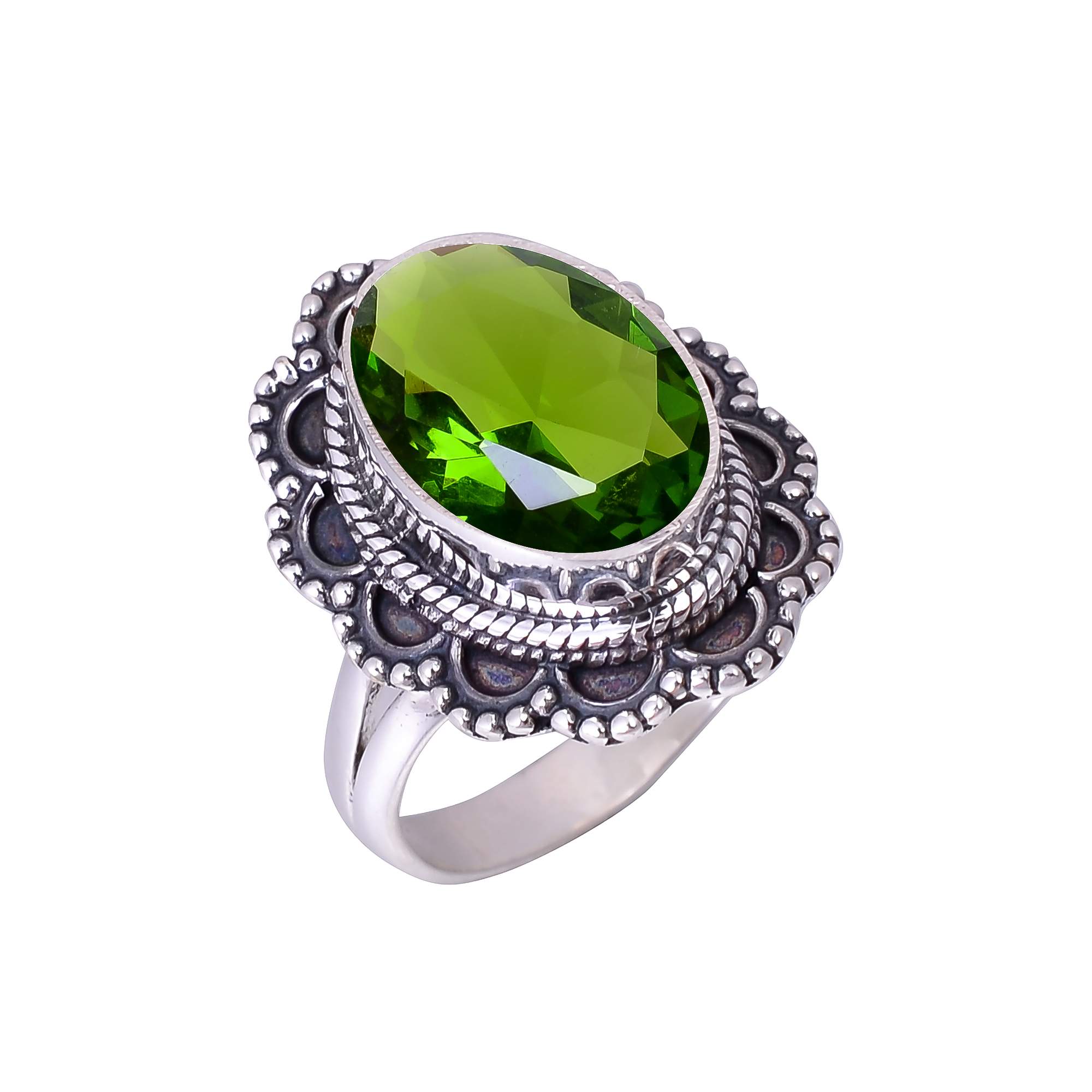 Green Tourmaline - Simulated 925 Sterling Silver Ring