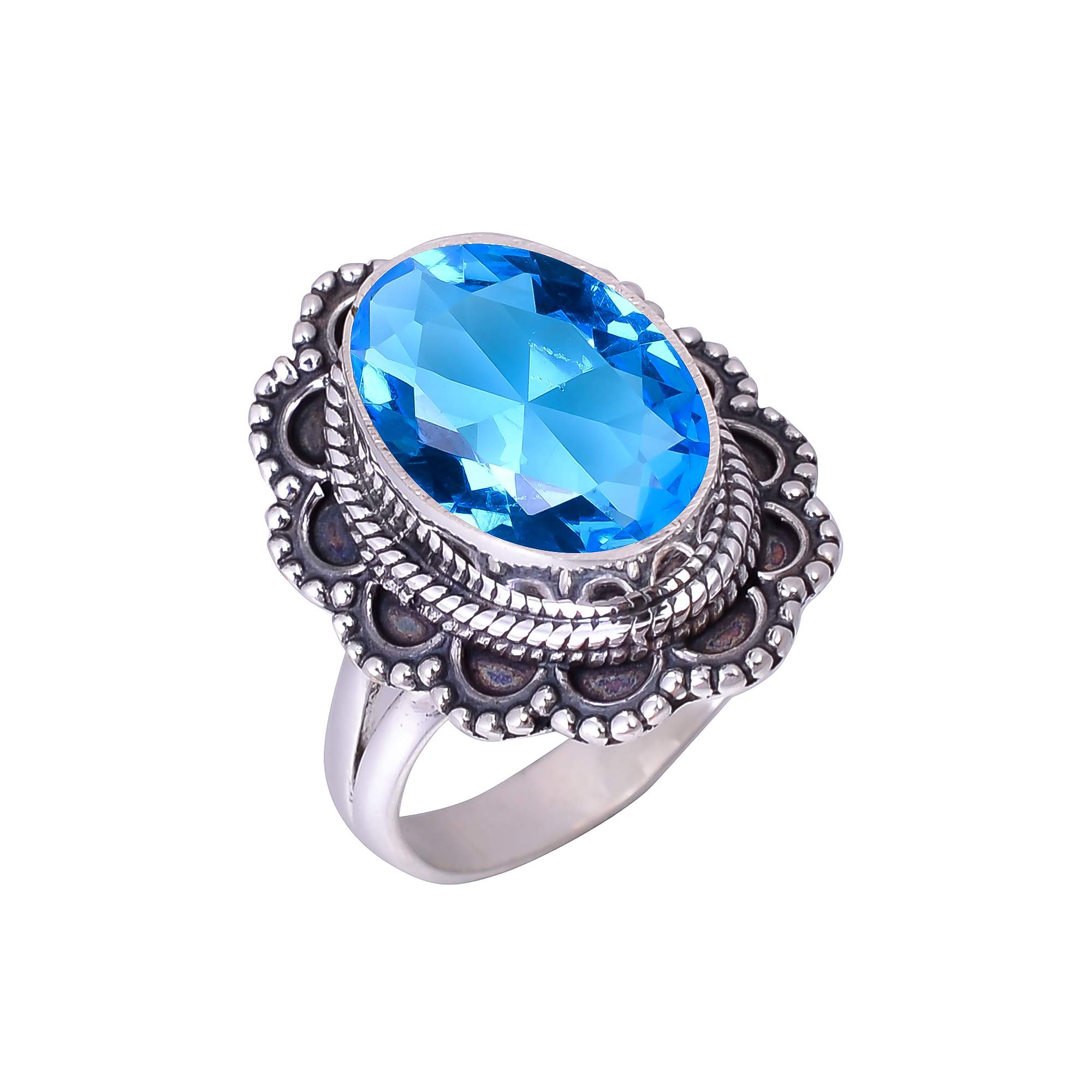 Blue Topaz - Simulated 925 Sterling Silver Ring