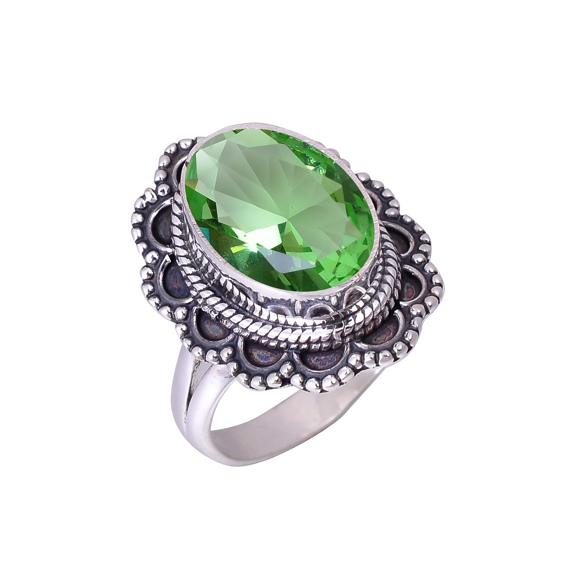 Green Amethyst - Simulated 925 Sterling Silver Ring