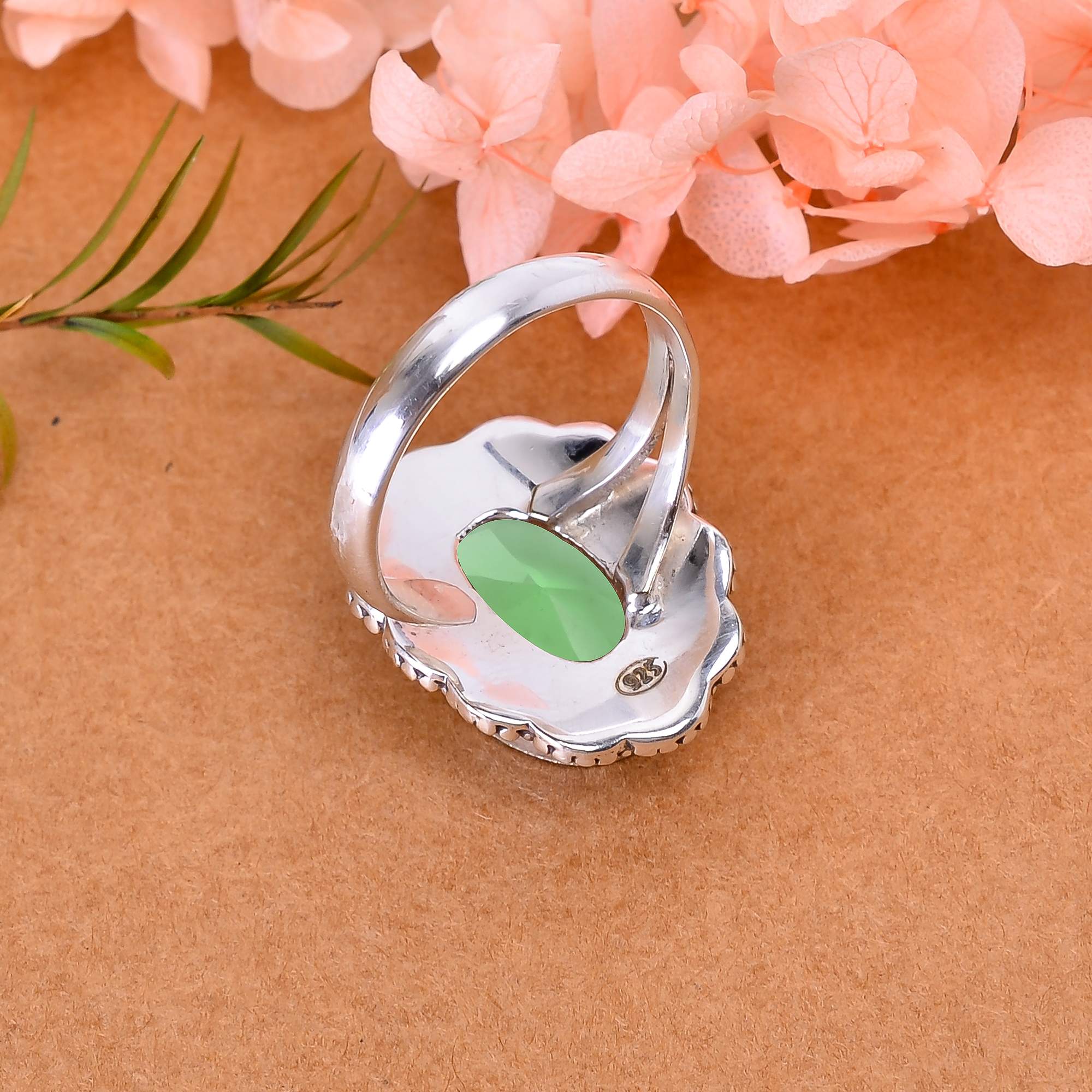 Green Amethyst - Simulated 925 Sterling Silver Ring