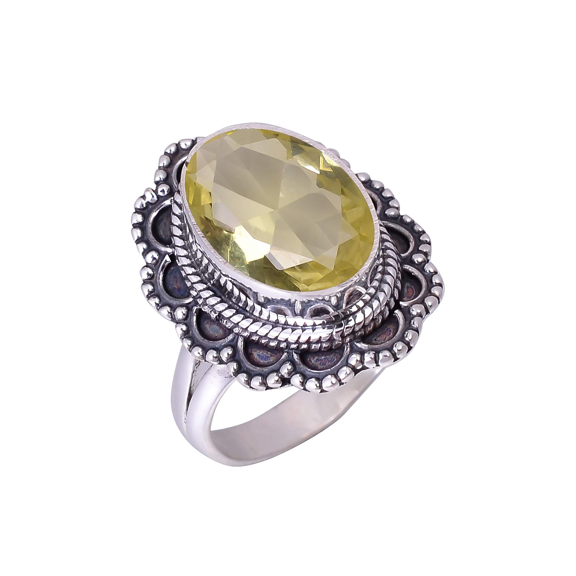 Lemon Quartz - Simulated 925 Sterling Silver Ring