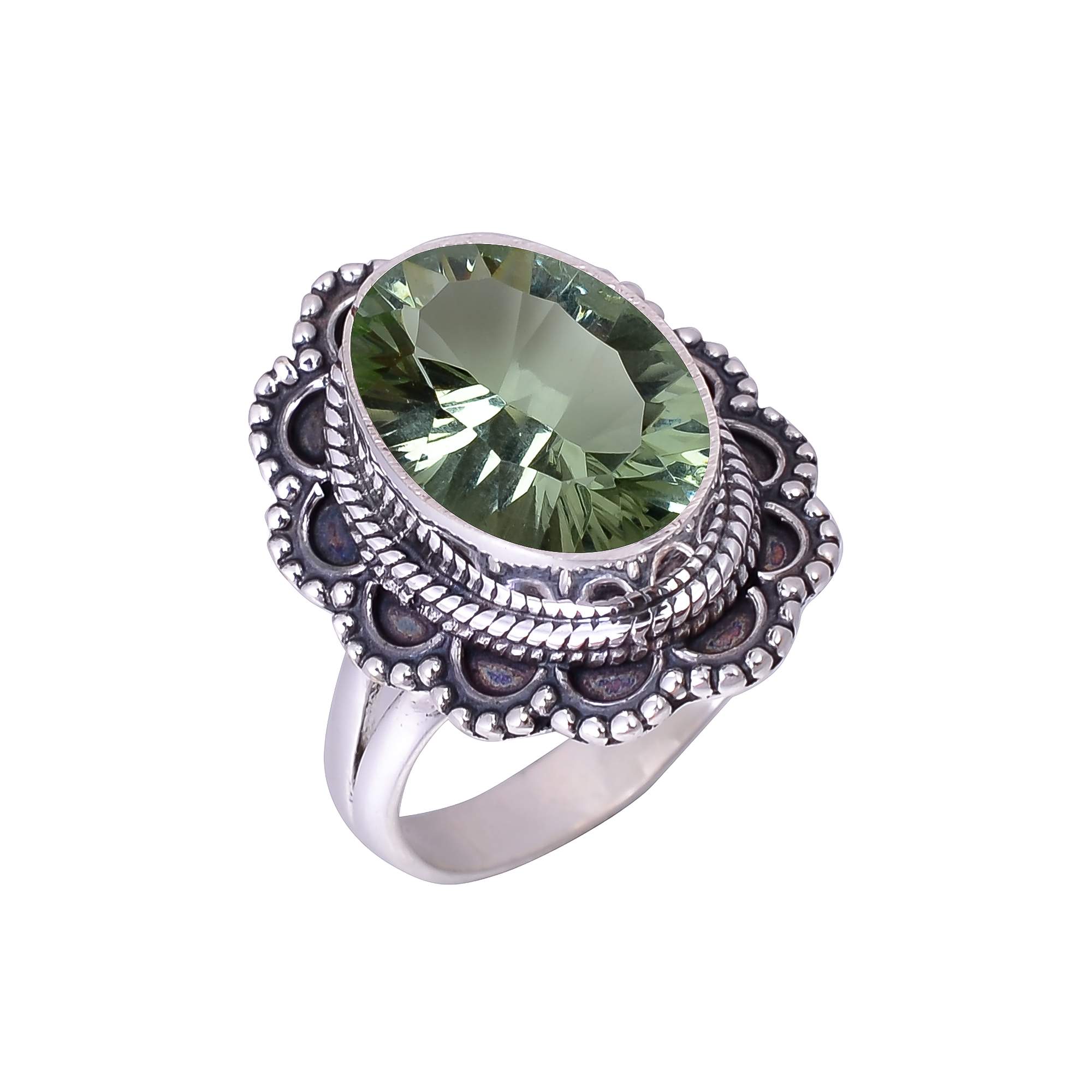 Green Amethyst - Simulated 925 Sterling Silver Ring