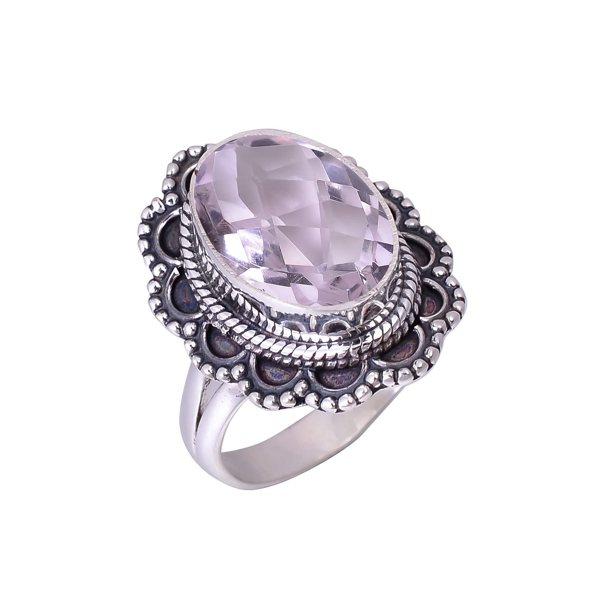 Pink Kunzite - Simulated 925 Sterling Silver Ring