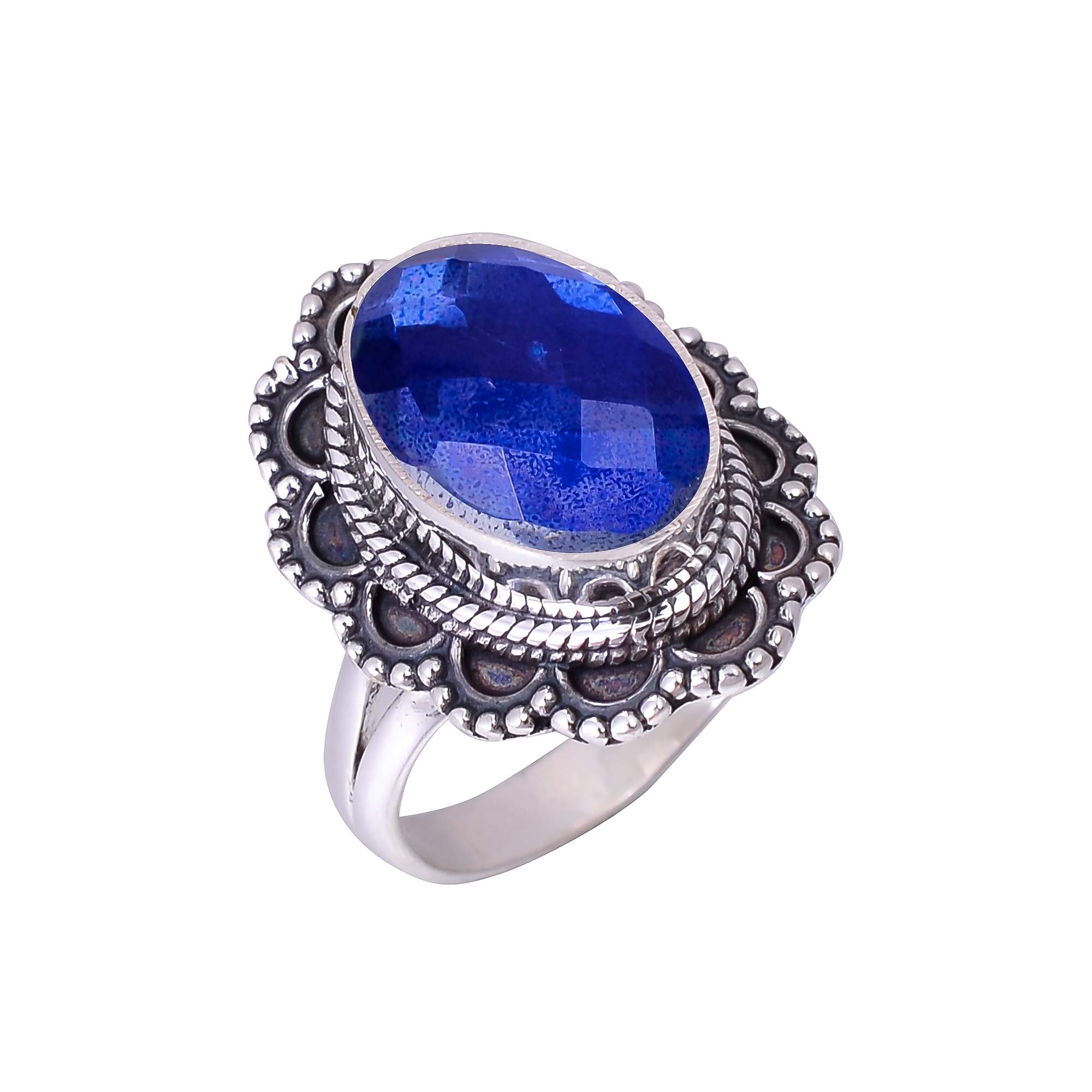 Blue Rainbow Mystic Fire Topaz - Simulated 925 Sterling Silver Ring