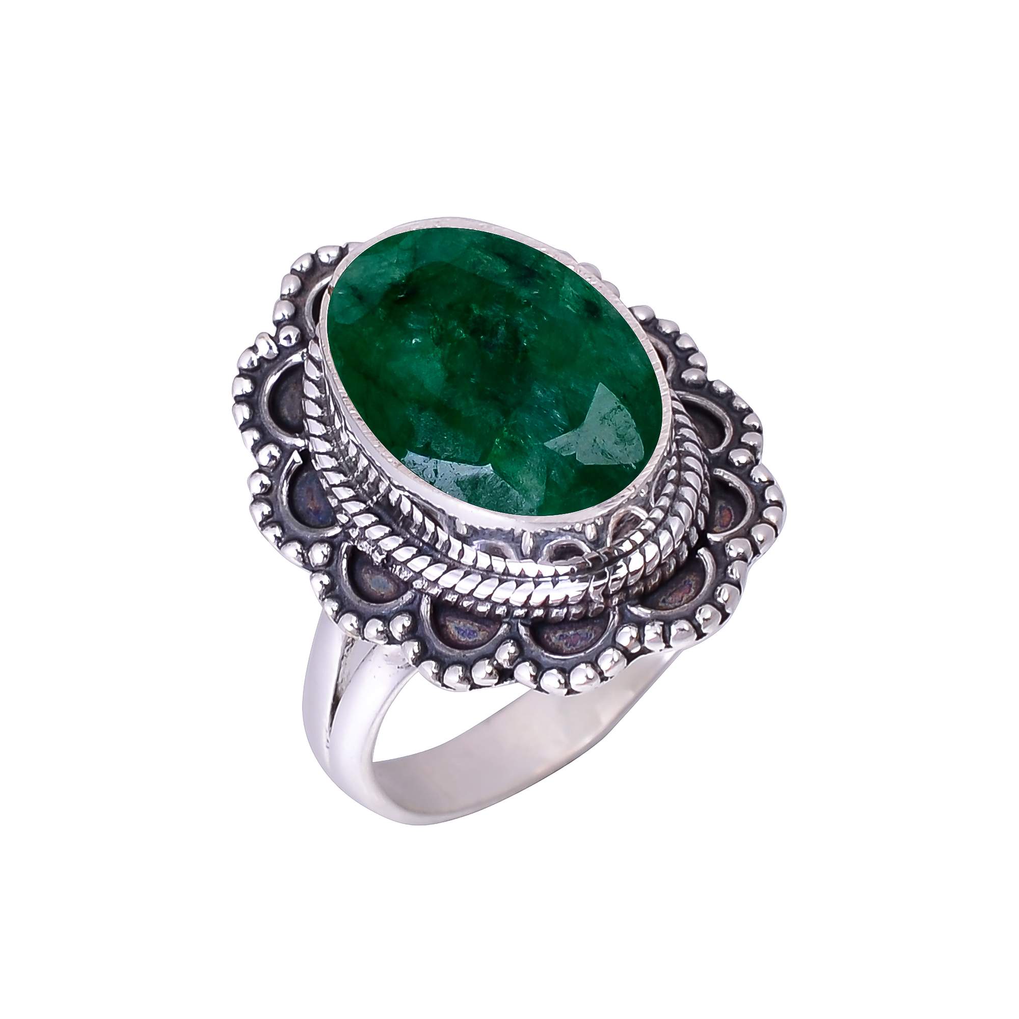 Emerlad - Dyed Quartz 925 Sterling Silver Ring
