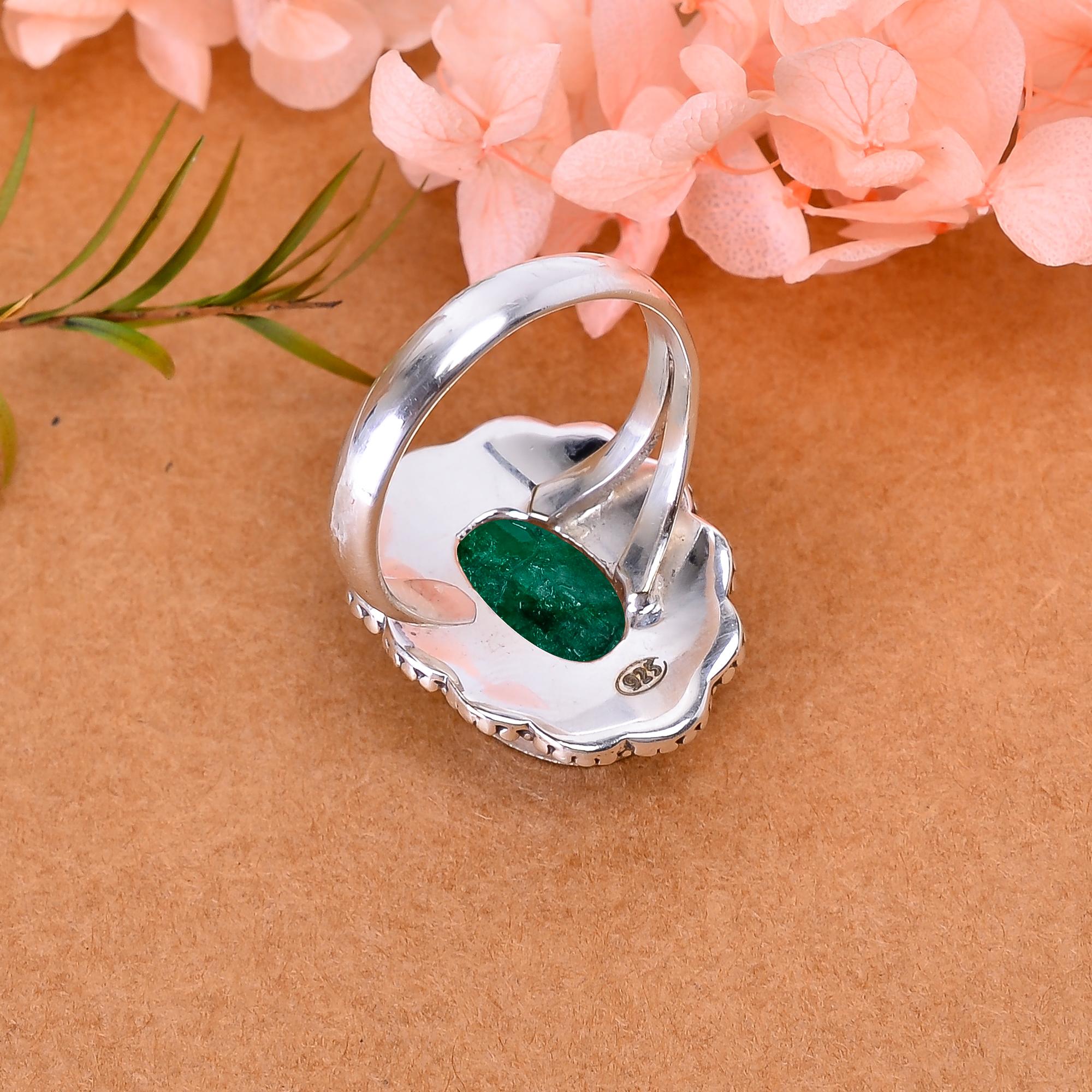 Emerlad - Dyed Quartz 925 Sterling Silver Ring