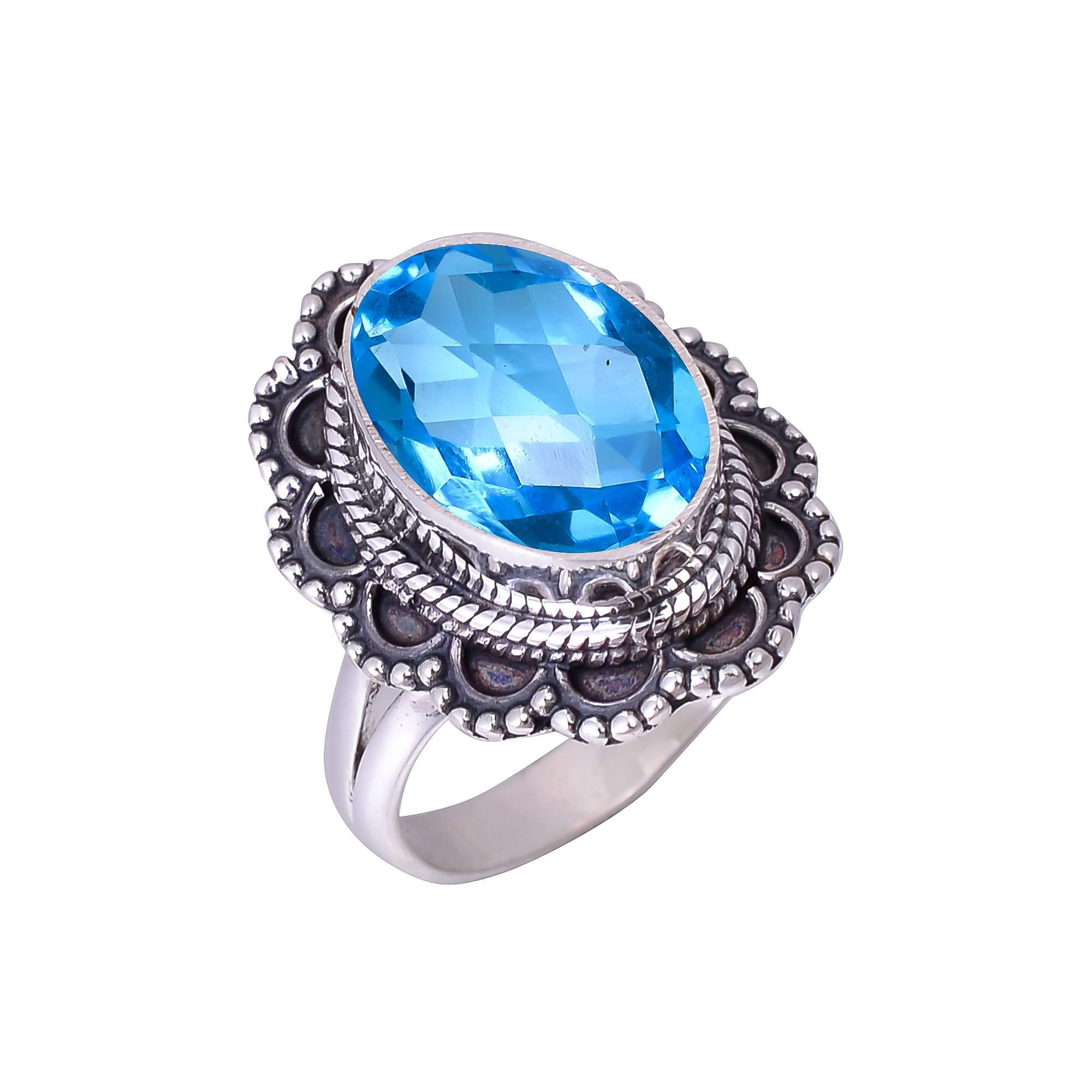Blue Topaz - Simulated 925 Sterling Silver Ring