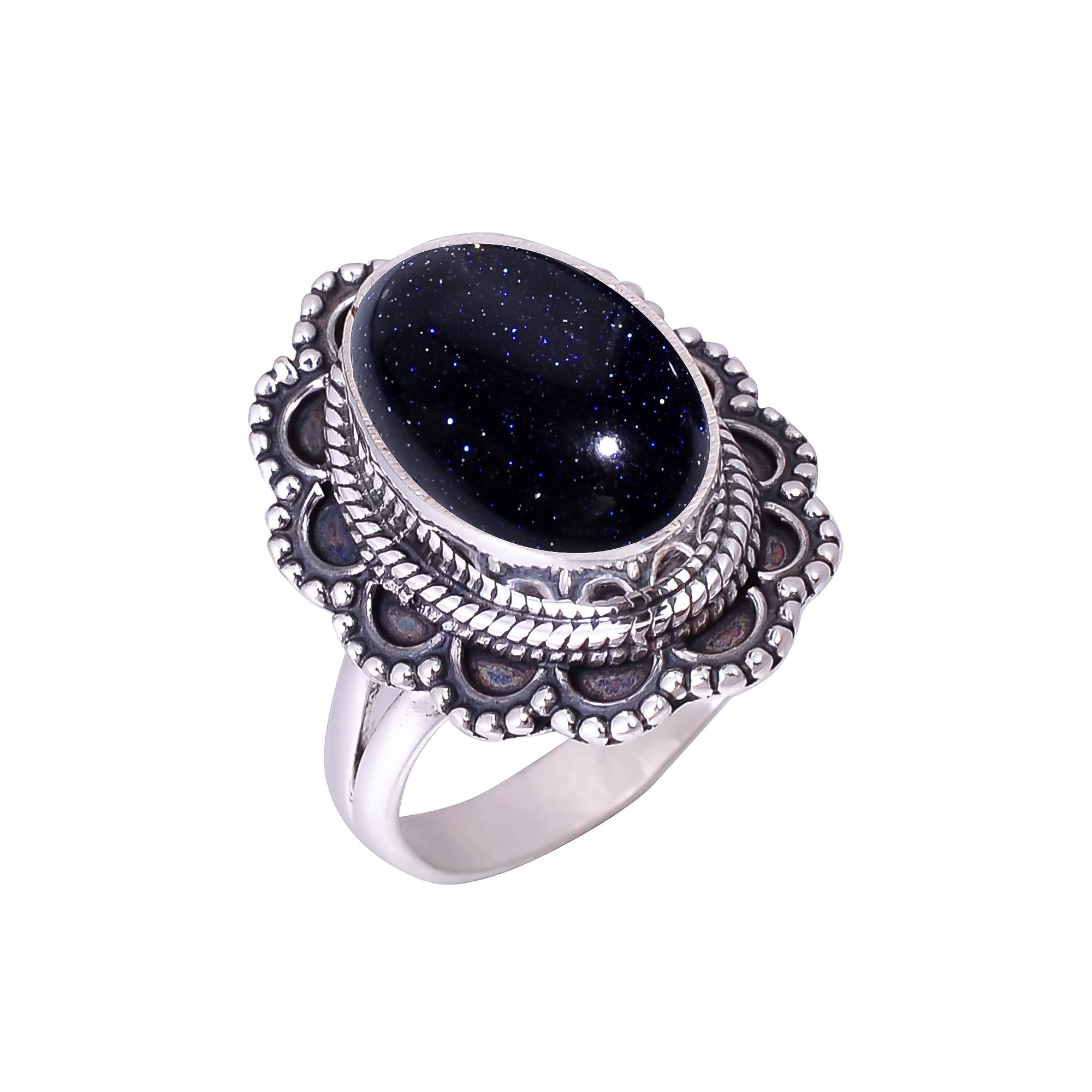 Blue Sunstone - Simulated 925 Sterling Silver Ring