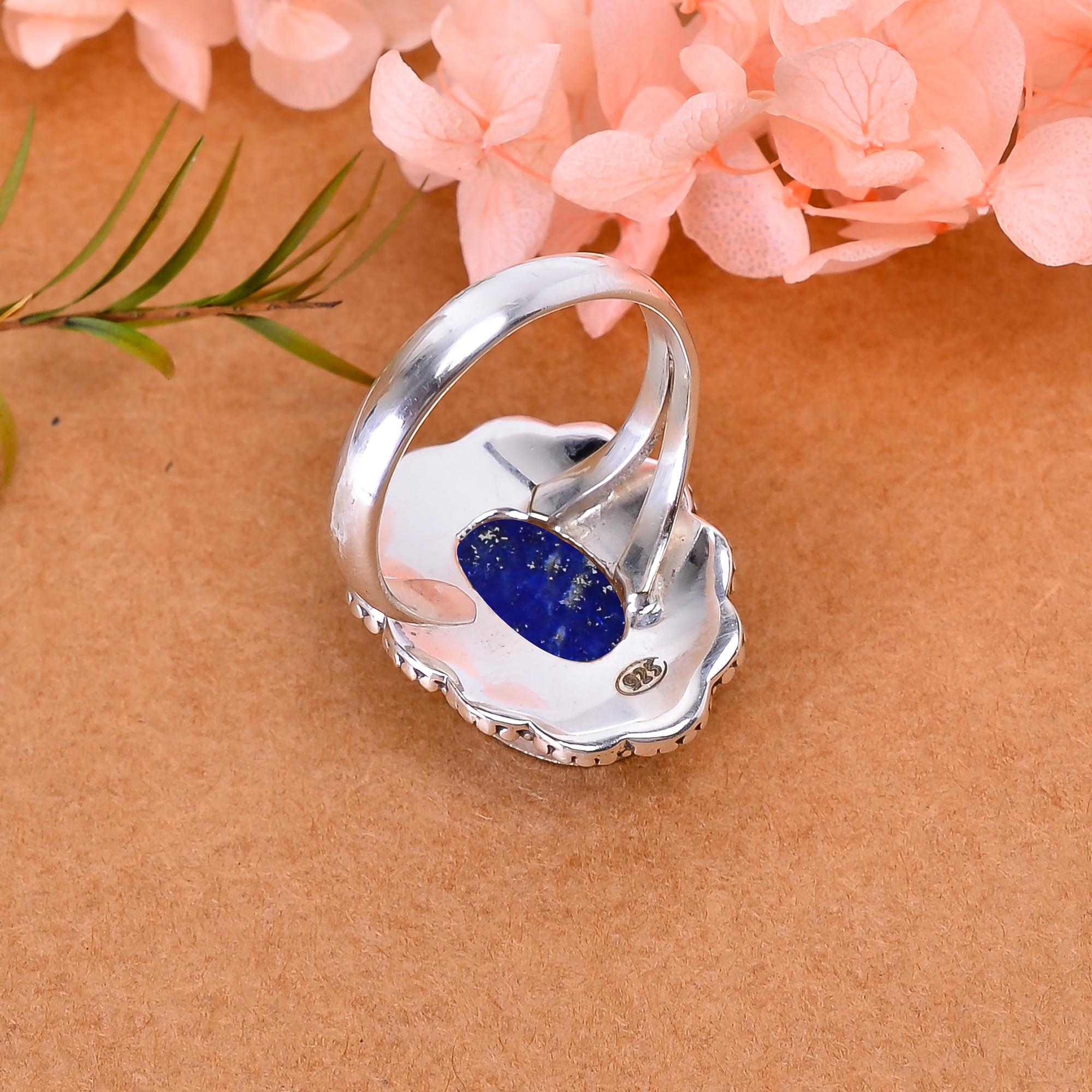 Natural Lapis Lazuli - Afghanistan 925 Sterling Silver Ring