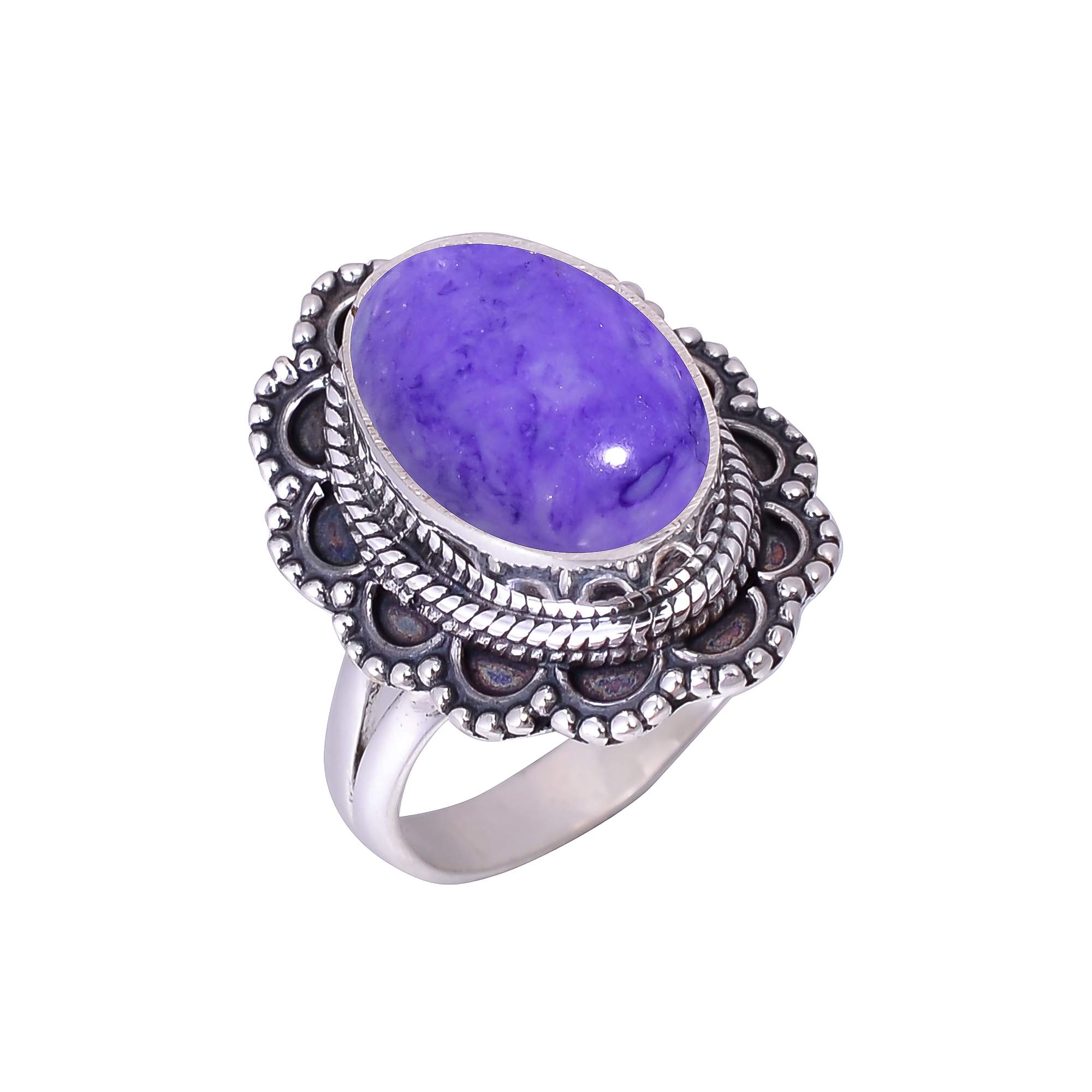 Purple Charoite - Simulated 925 Sterling Silver Ring