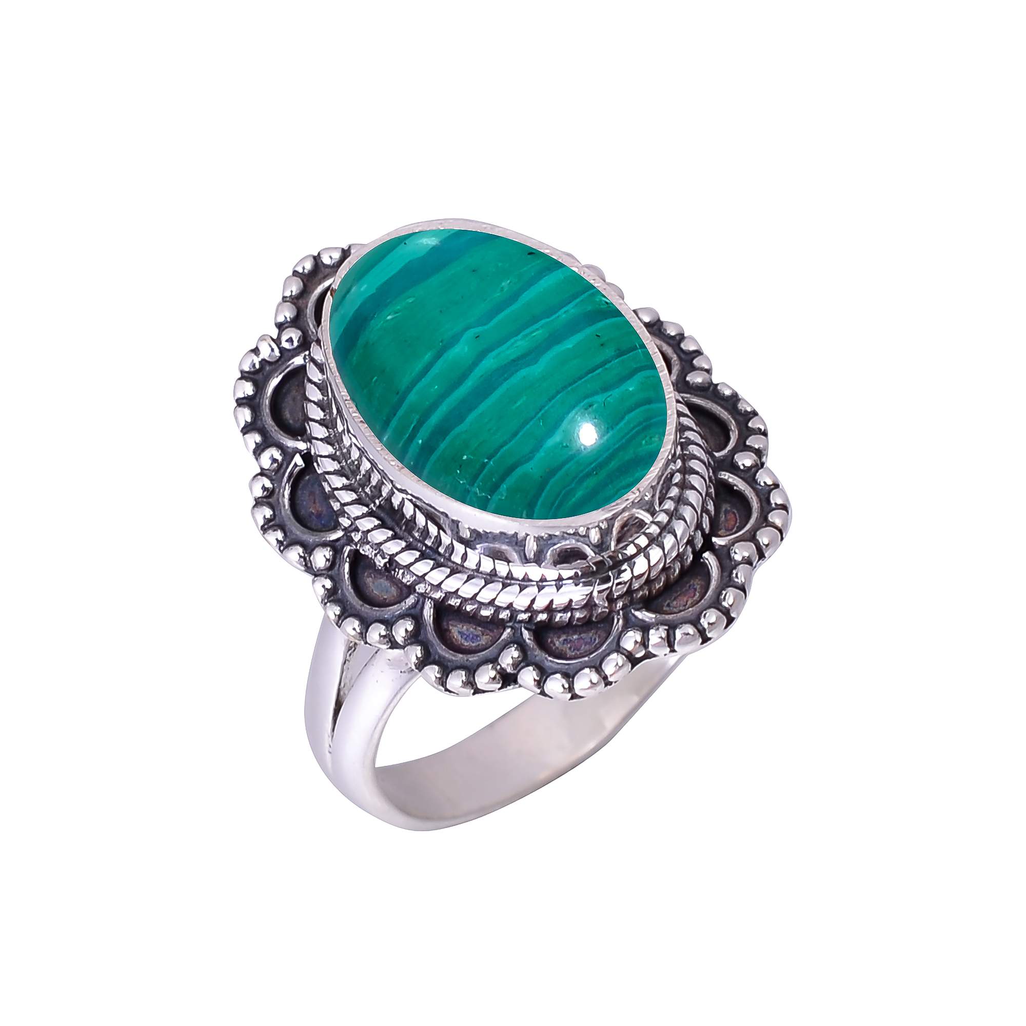 Malachite - Simulated 925 Sterling Silver Ring
