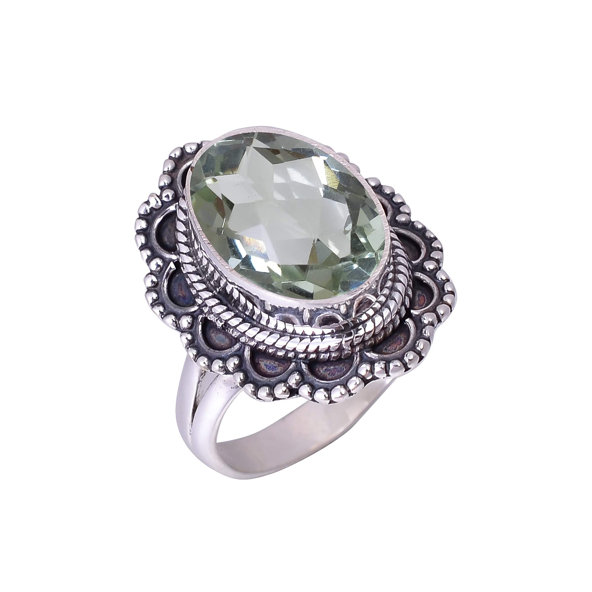 Green Amethyst - Simulated 925 Sterling Silver Ring