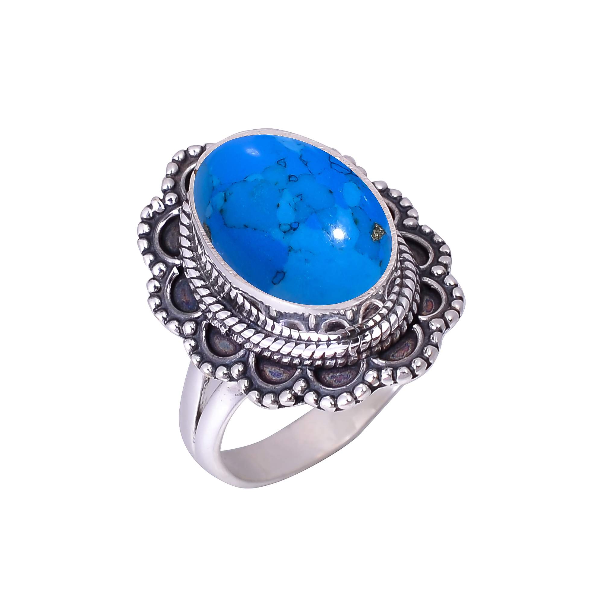 Blue Turquoise - Simulated 925 Sterling Silver Ring
